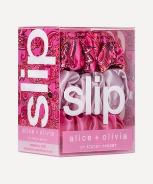 Slip - x Alice + Olivia Spring Rose Silk Scrunchie Pack of 3 image number 2