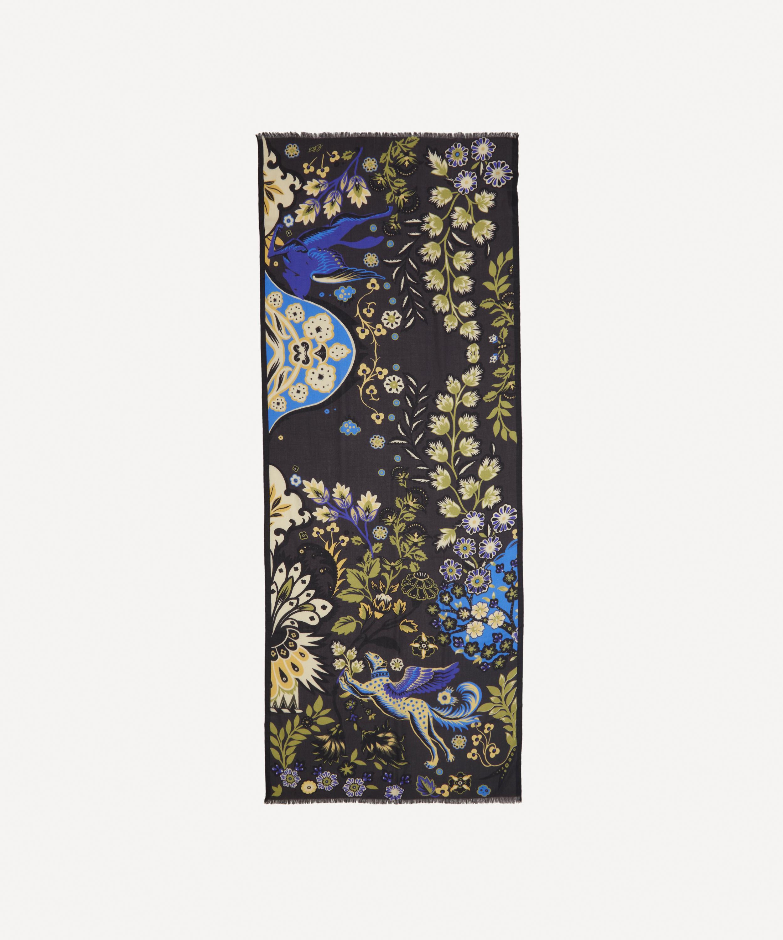 Etro Sciarpa Delhy Wool and Silk Floral Print Scarf