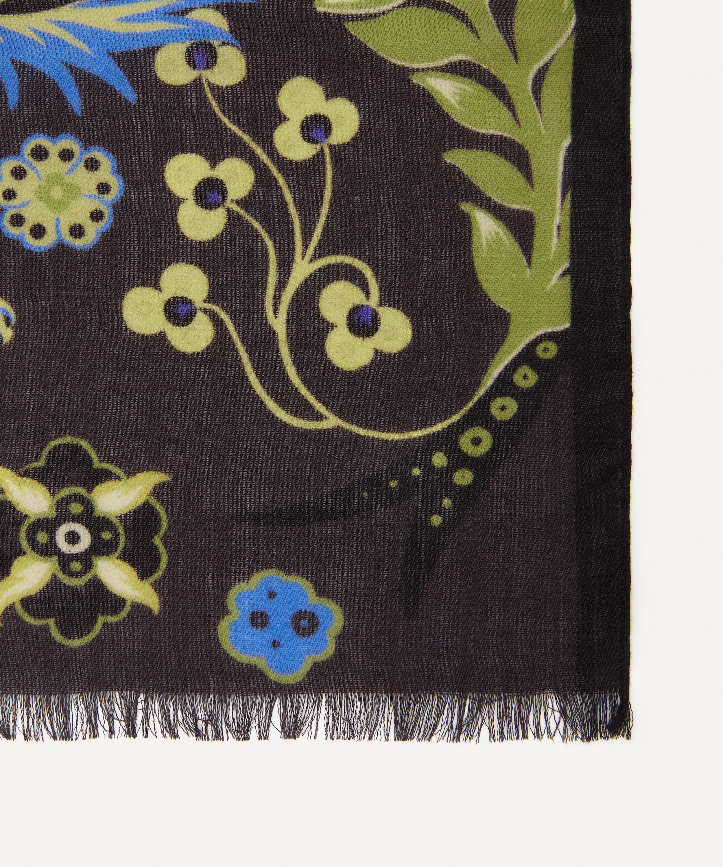 Beige Floral-print twill scarf, Etro