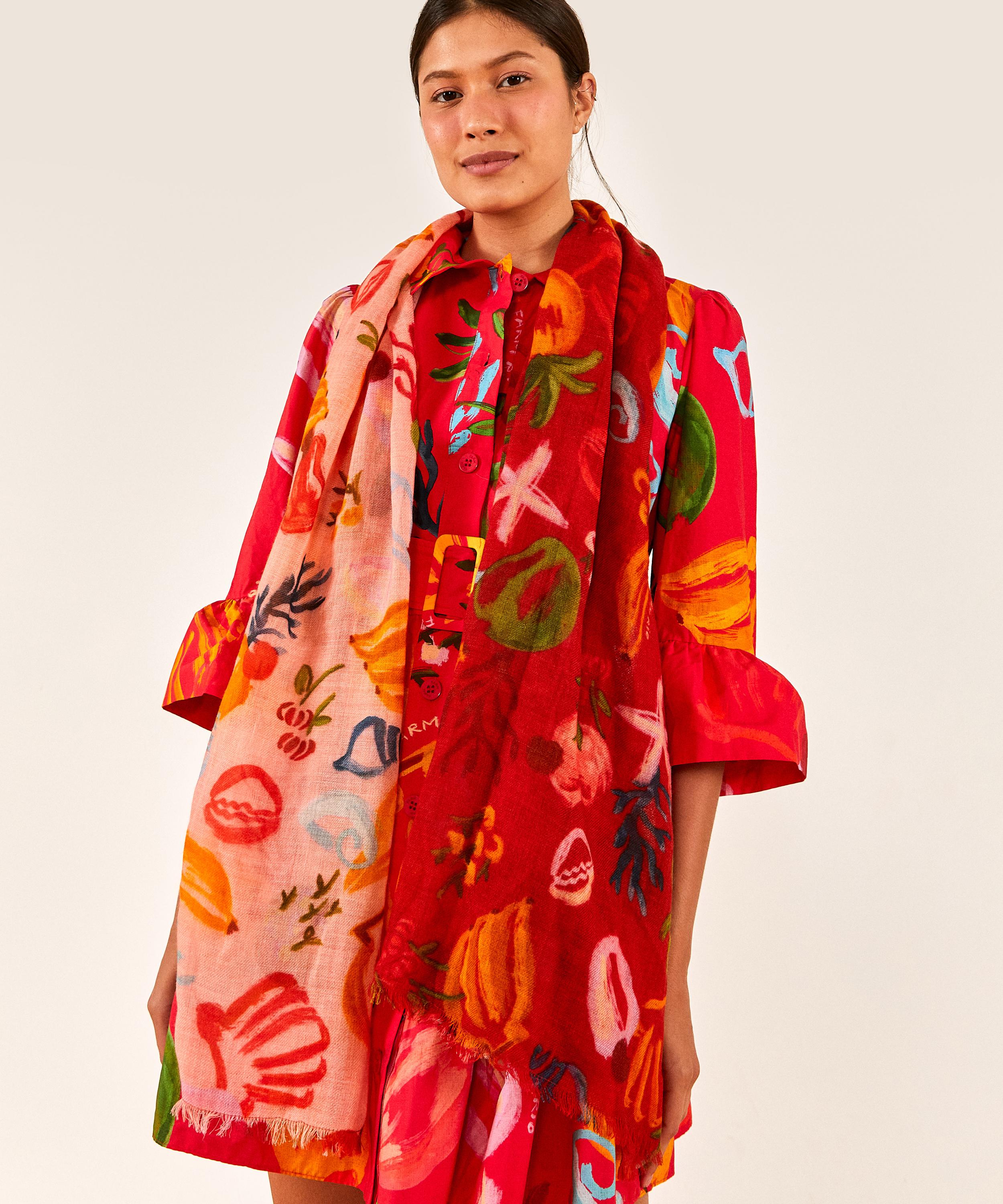 FARM Rio - Mixed Fruit Ocean Fruit Print Scarf image number 1