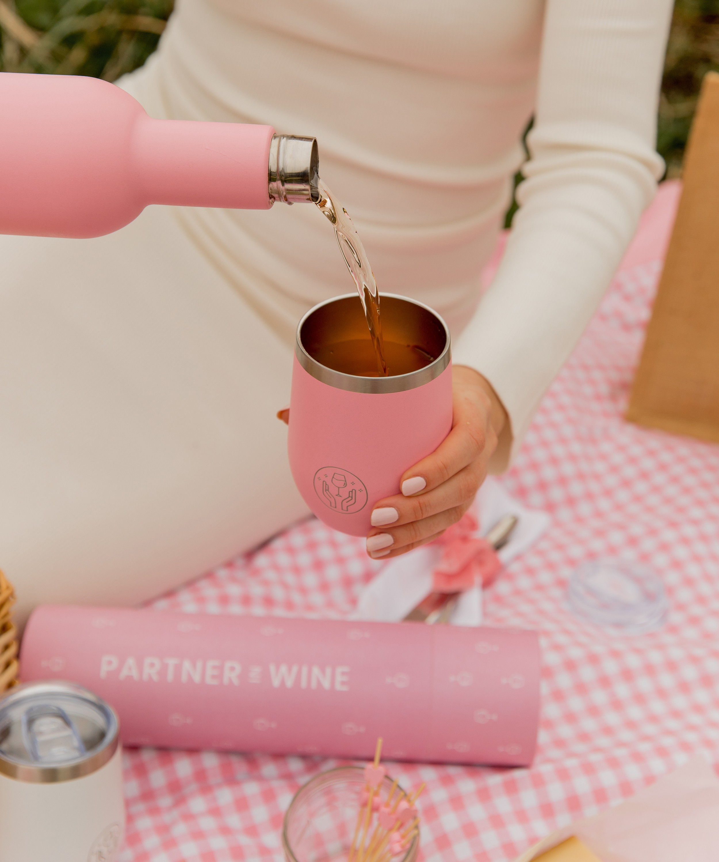 Partner in Wine Set of Two Insulated Stainless Steel Wine Tumblers