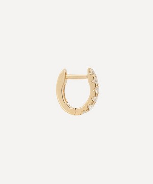 Roxanne First - 14ct Gold Small Chubby Diamond Single Huggie Hoop Earring image number 2