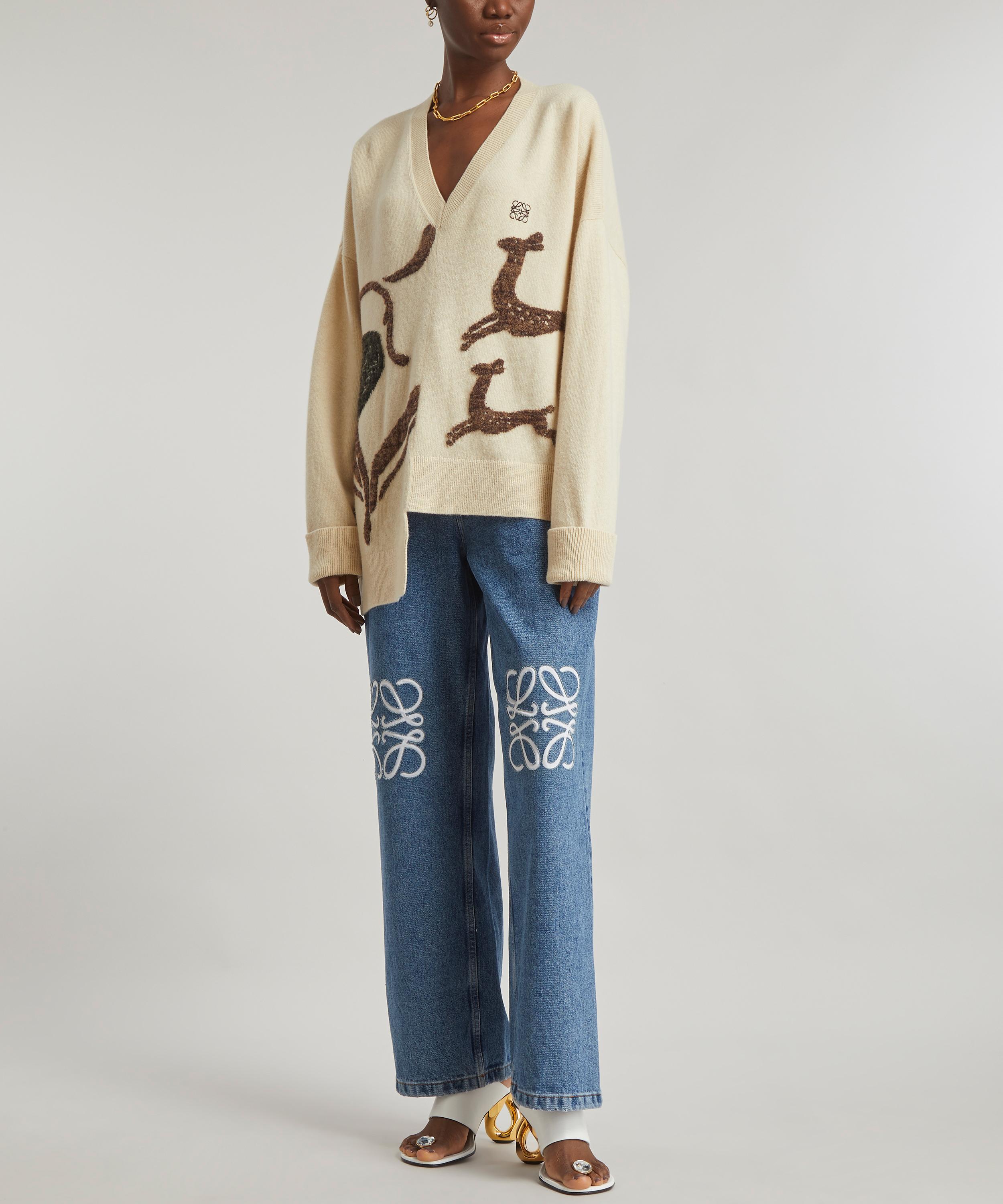 Loewe, Jeans, Loewe Anagram Patchwork Knee Logo Embroidery Jeans Straight  Leg Baggy High Rise