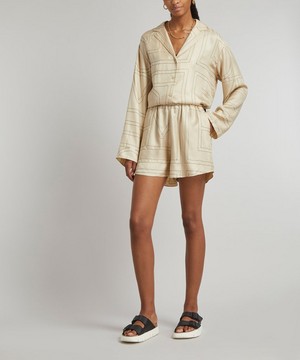 Toteme - Monogram Silk Pyjama Shorts image number 1
