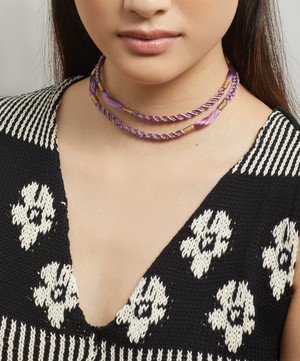 Marie Lichtenberg - 14ct Gold Purple Corde Rathi Braided Necklace image number 1