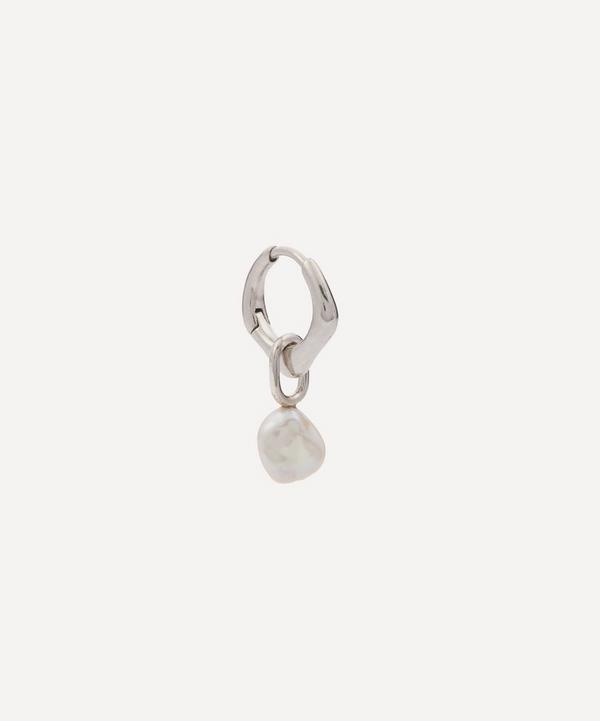 Maria Black - Rhodium-Plated Silver Vento Pearl Single Huggie Hoop Earring image number null