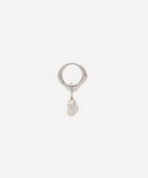 Maria Black - Rhodium-Plated Silver Vento Pearl Single Huggie Hoop Earring image number 1