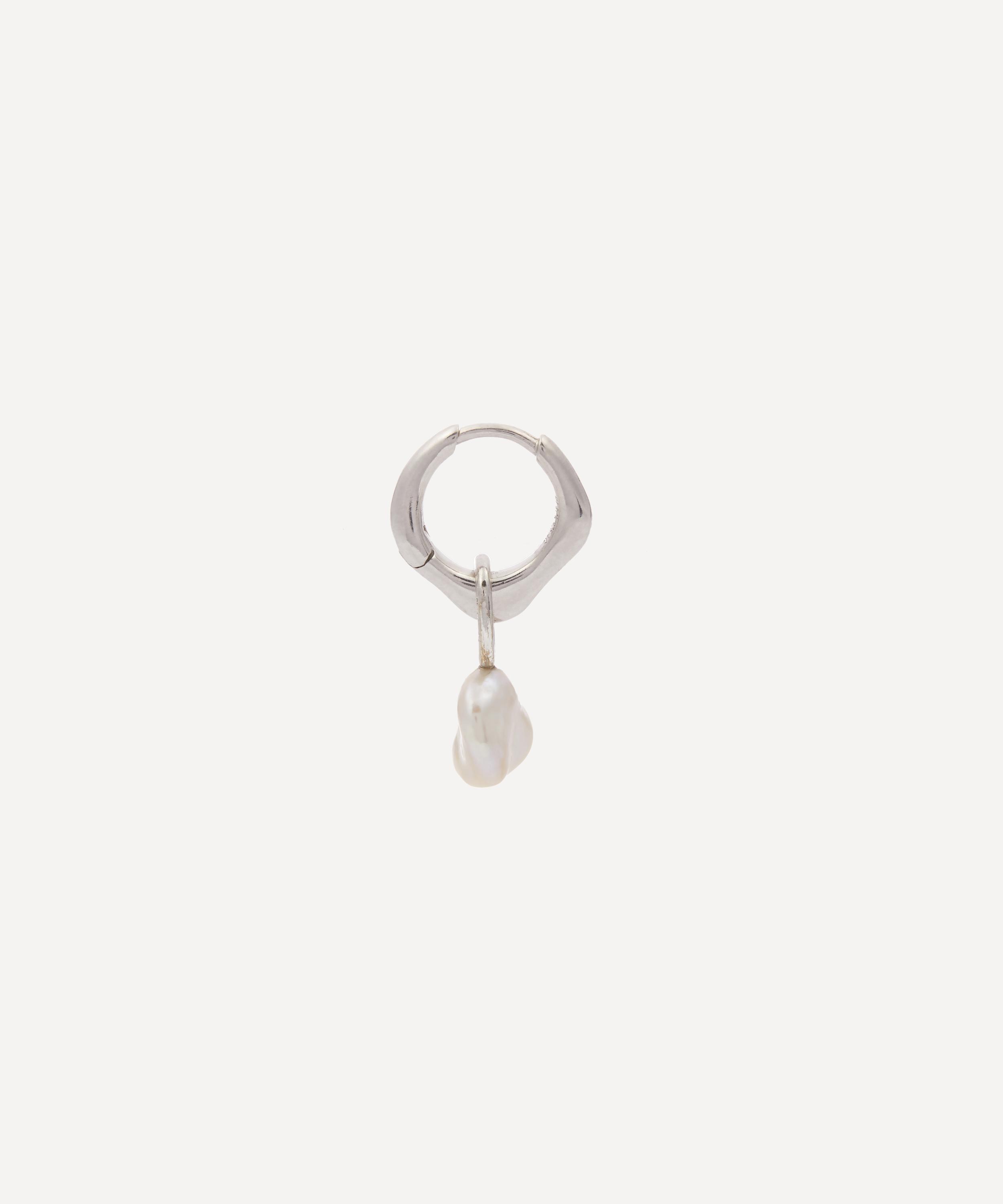 Maria Black - Rhodium-Plated Silver Vento Pearl Single Huggie Hoop Earring image number 1