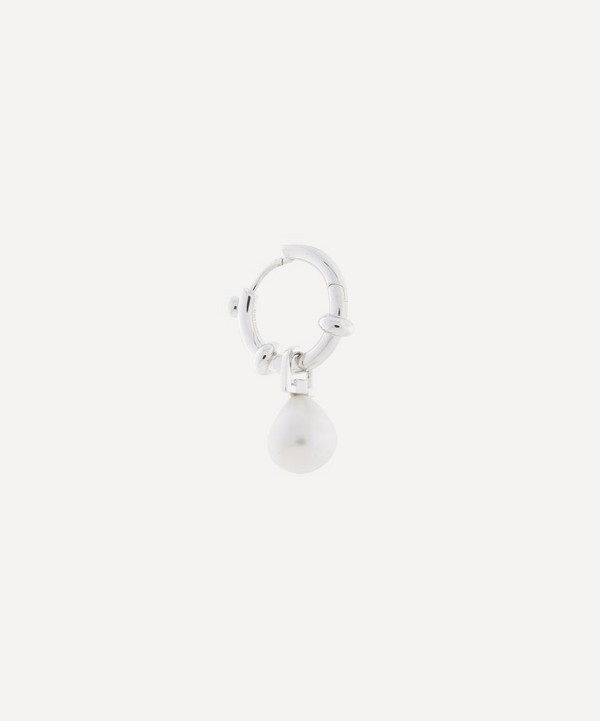Maria Black - Rhodium-Plated Silver Cha Cha Pearl Hoop Earring image number null