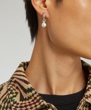 Maria Black - Rhodium-Plated Silver Cha Cha Pearl Hoop Earring image number 1