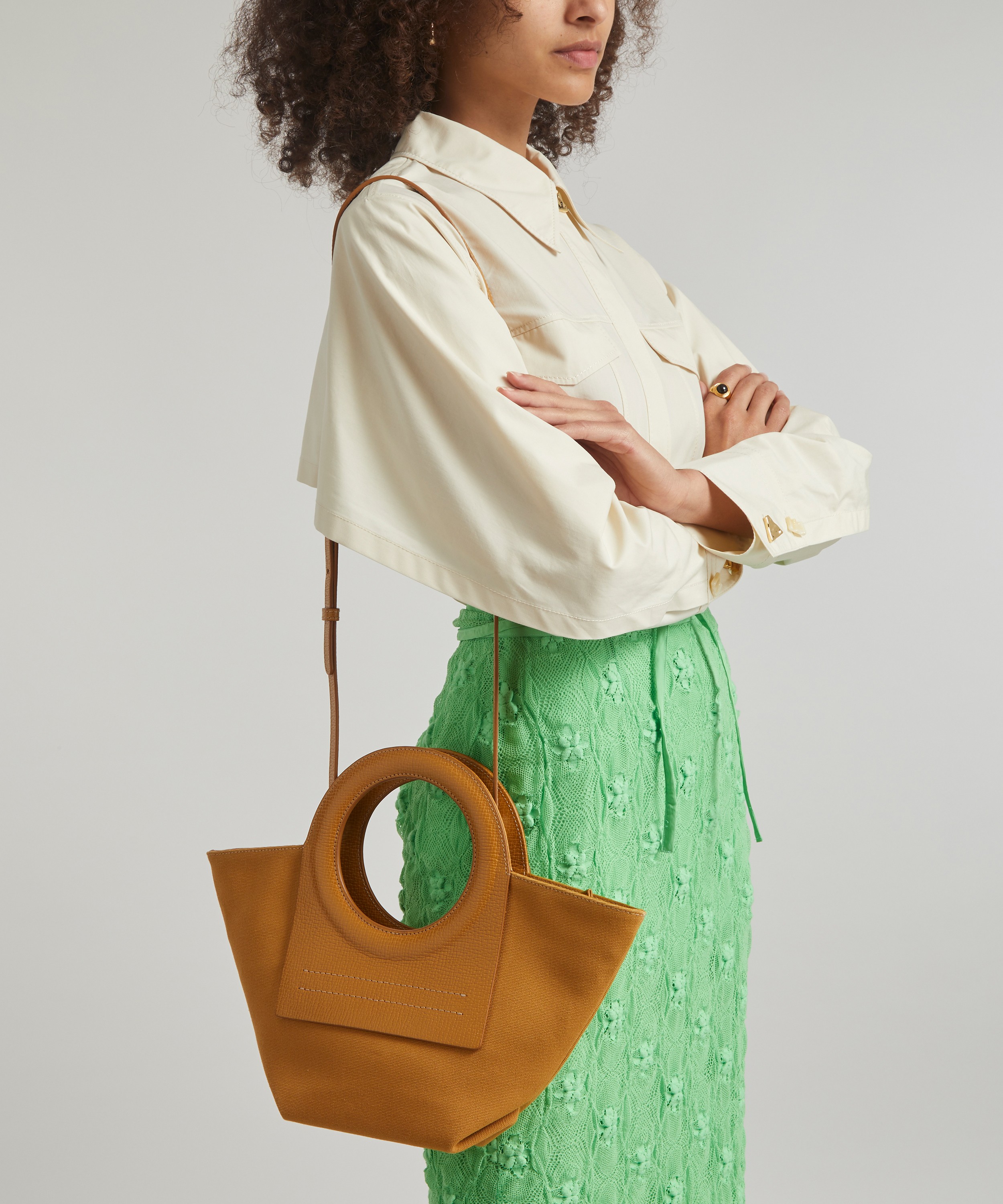 Hereu - Beige and Brown Chestnut Leather and Canvas Cala Tote Bag