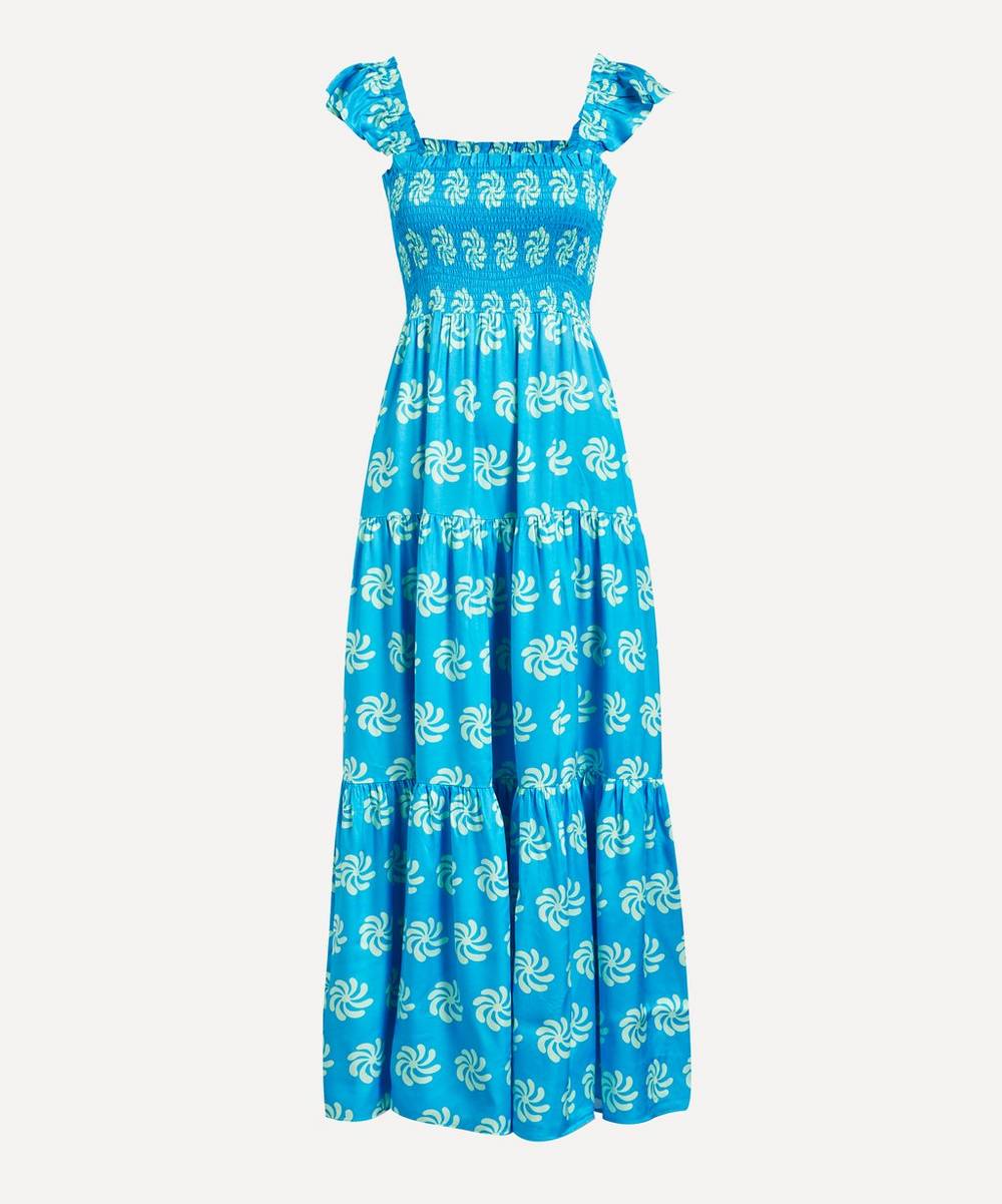 KITRI - Aisha Blue Geo Floral Maxi-Dress
