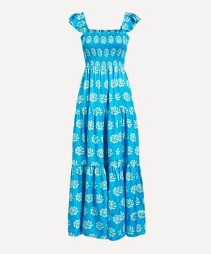 Aisha Blue Geo Floral Maxi-Dress
