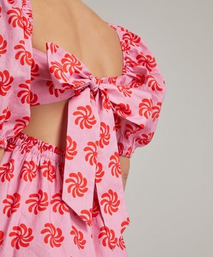 KITRI - Olga Tie-Back Pink Geo Mini-Dress image number 4