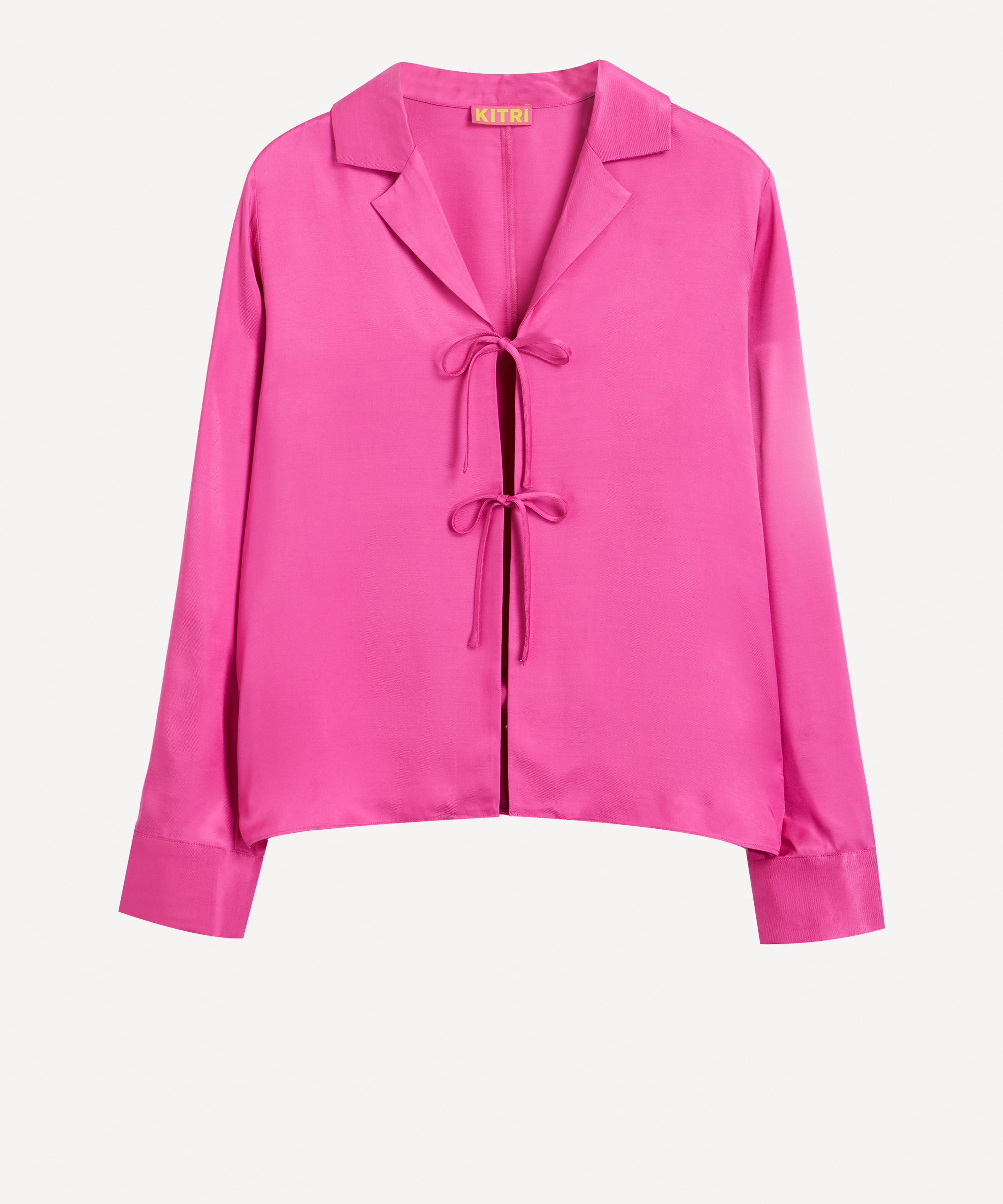 KITRI - Devon Tie-Front Hot Pink Top image number 0
