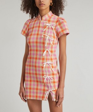 KITRI - Harlow Orange and Pink Check Mini-Dress image number 2