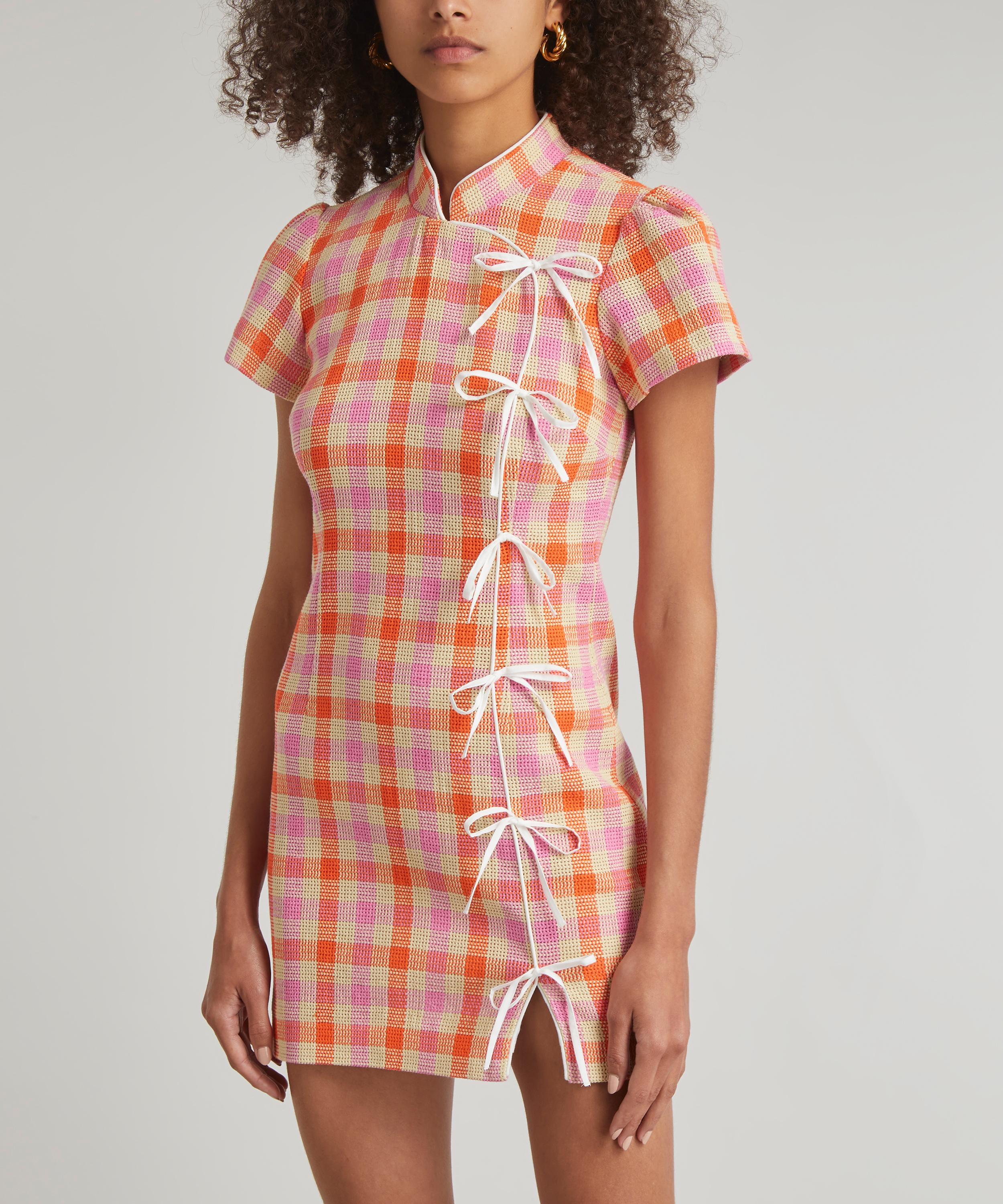 KITRI - Harlow Orange and Pink Check Mini-Dress image number 2
