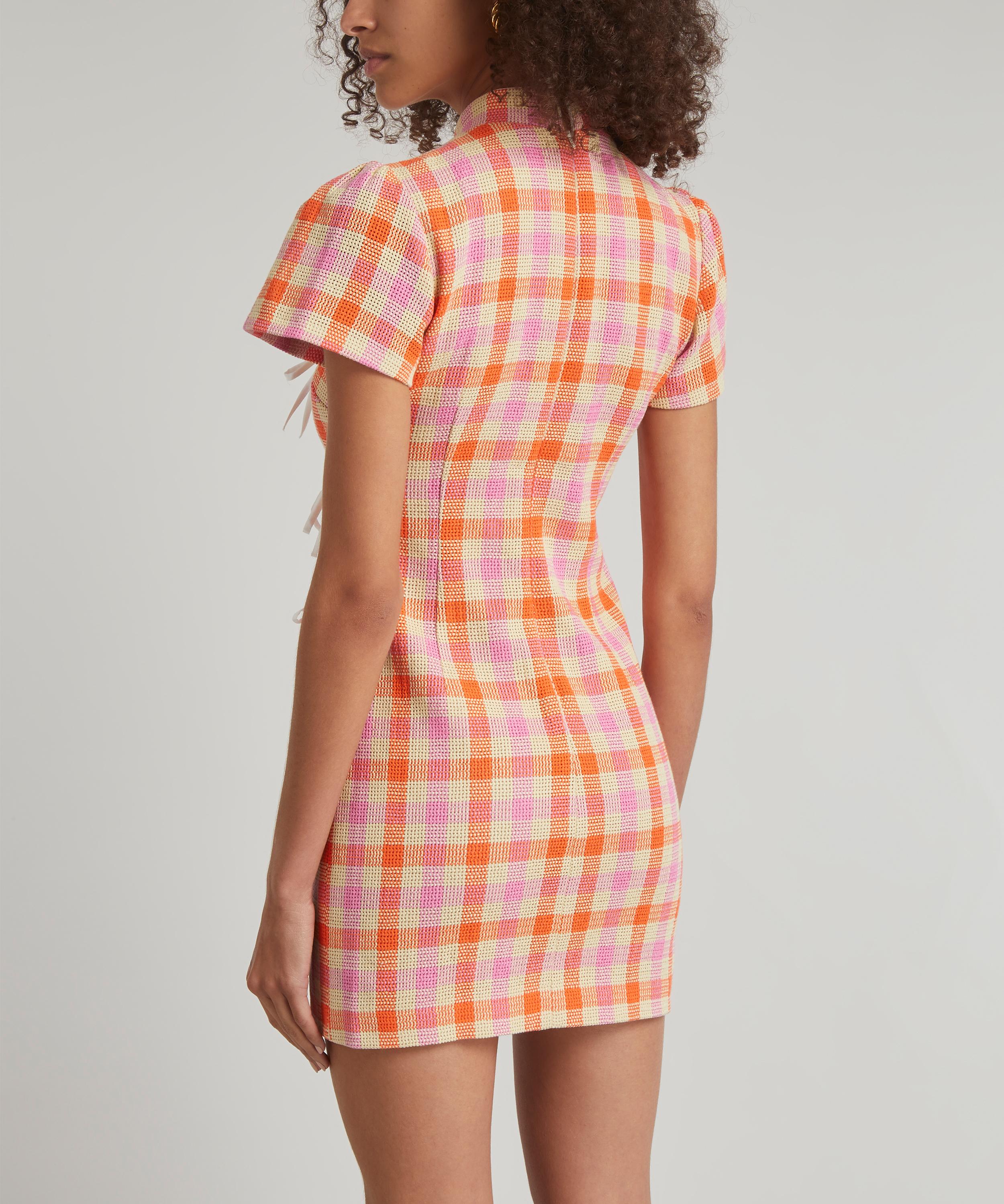 KITRI - Harlow Orange and Pink Check Mini-Dress image number 3