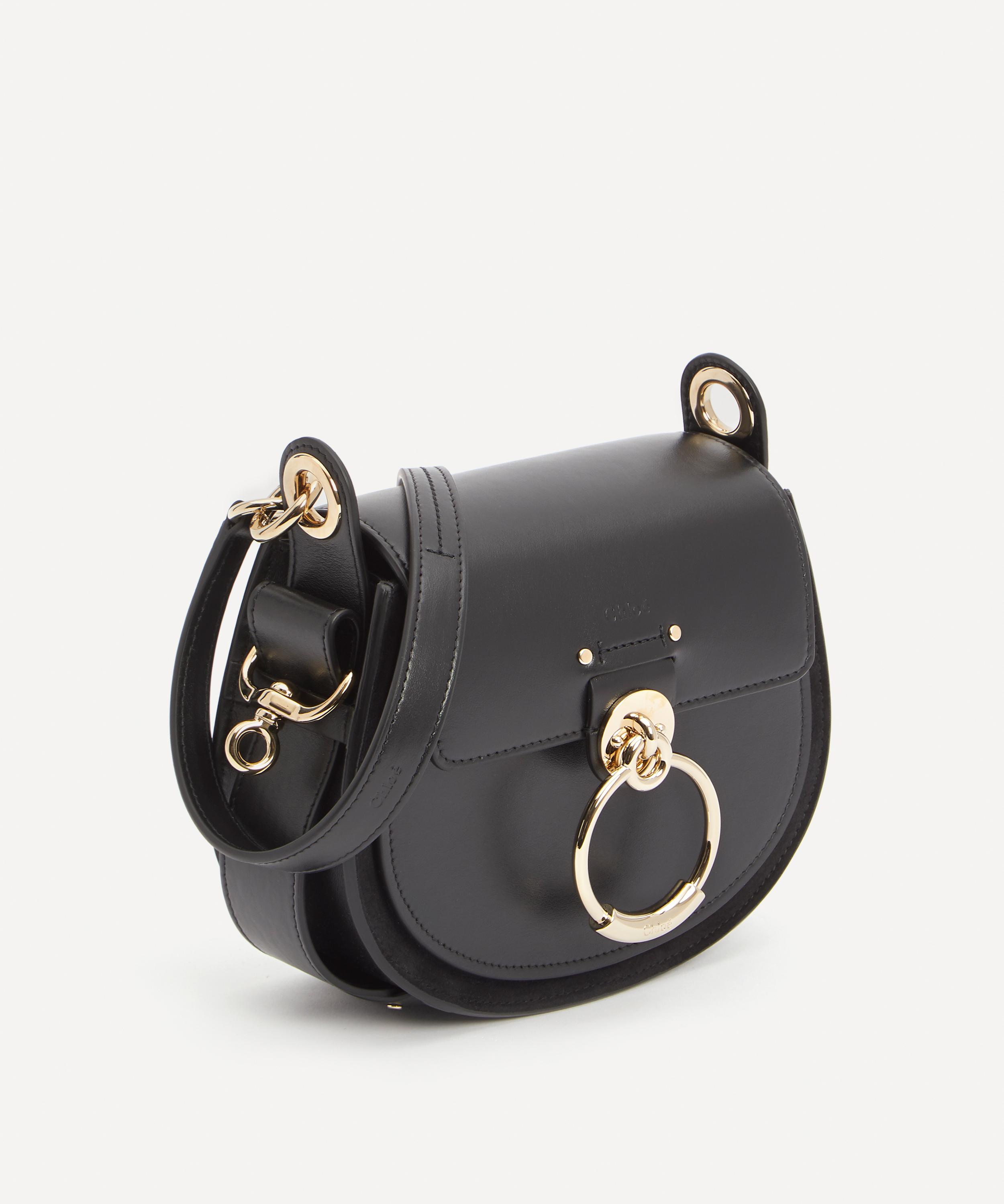 CHLOE Tess Day Front Flap Calfskin Leather Crossbody Bag Black