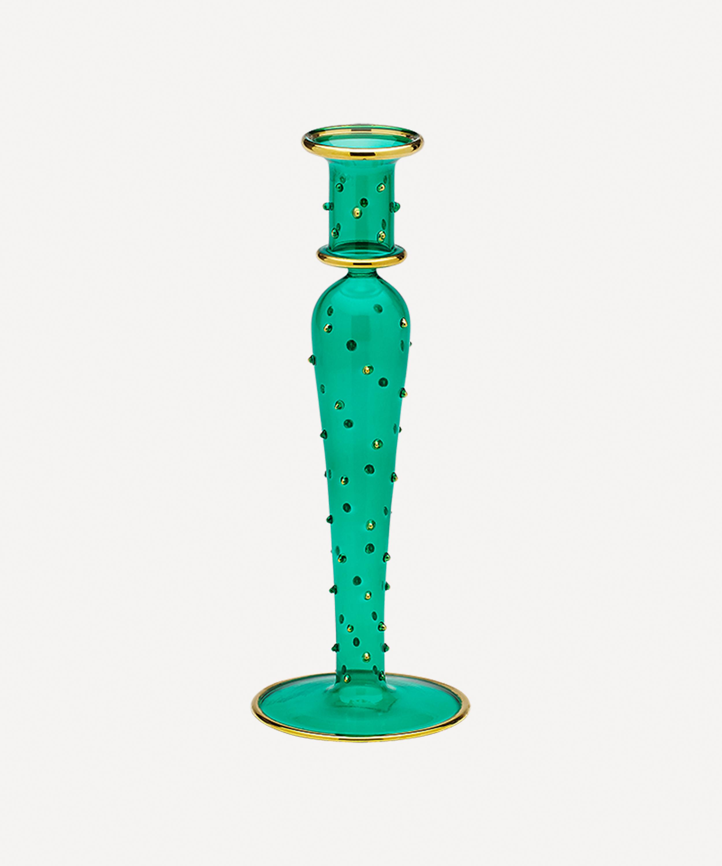 Anna + Nina - Green Twinkling Glass Candle Holder image number 0