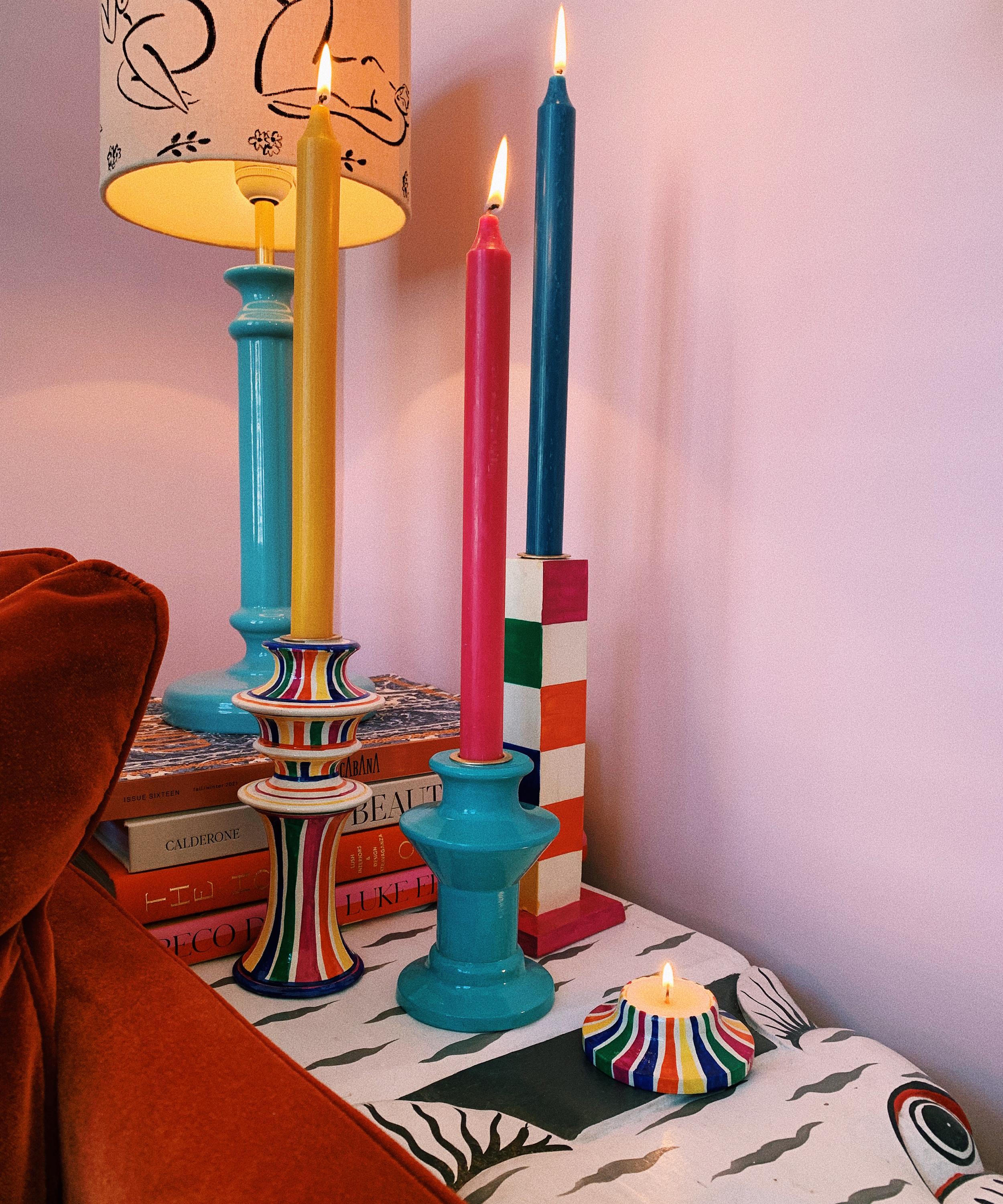 Anna + Nina - Groovy Striped Candle Holder image number 1
