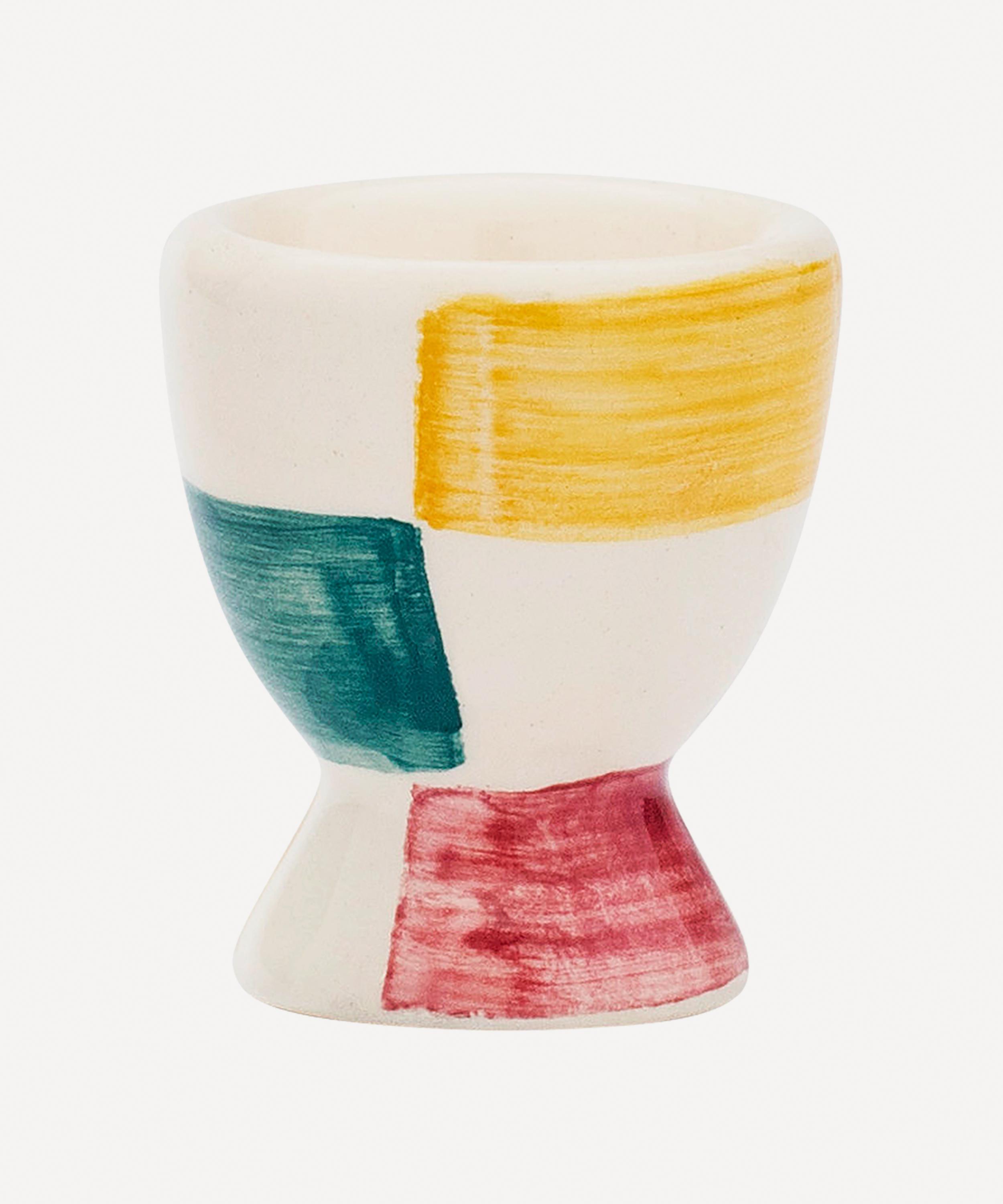 Anna + Nina - Groovy Chequered Ceramic Egg Cup image number 0