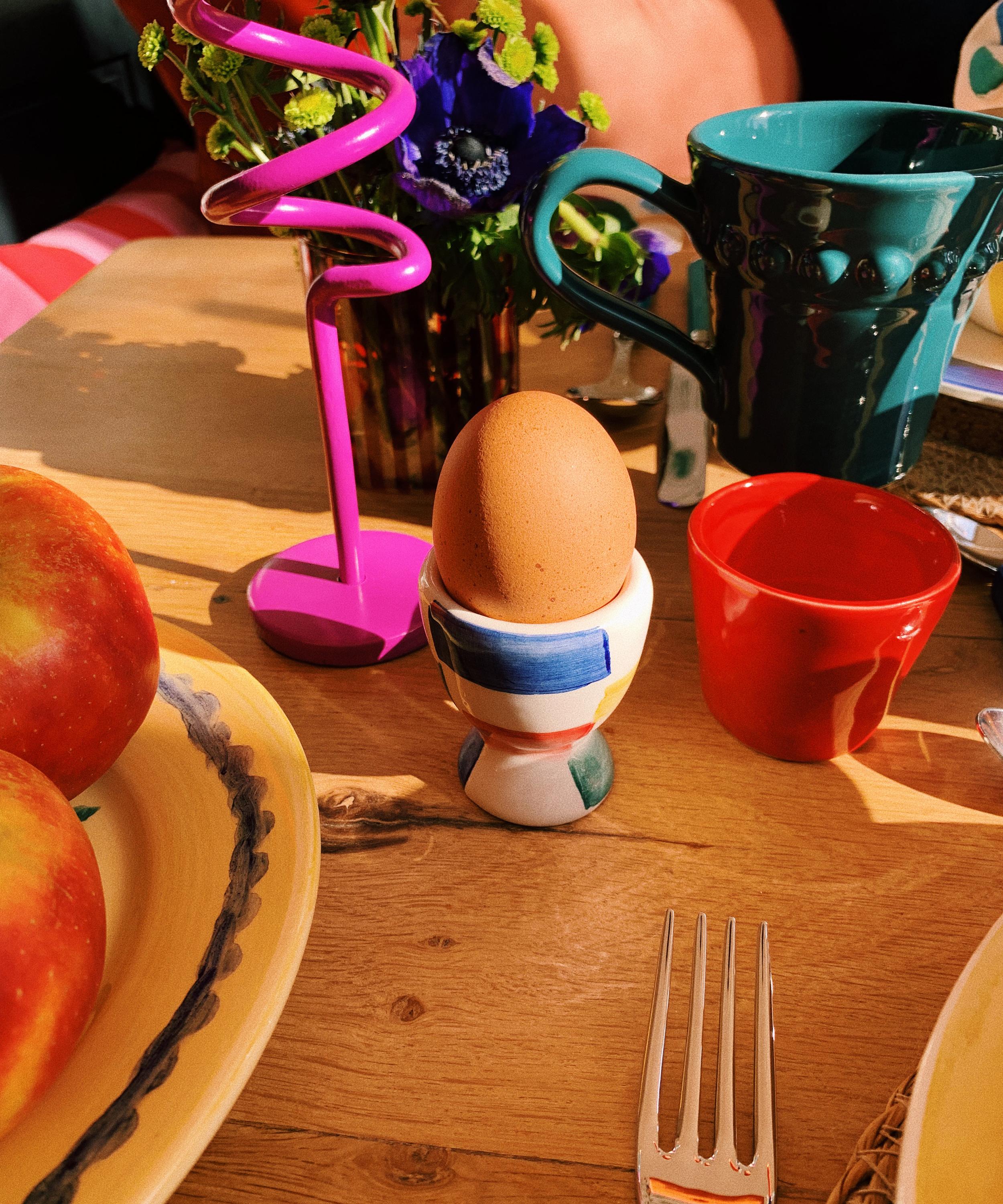 Anna + Nina - Groovy Chequered Ceramic Egg Cup image number 1