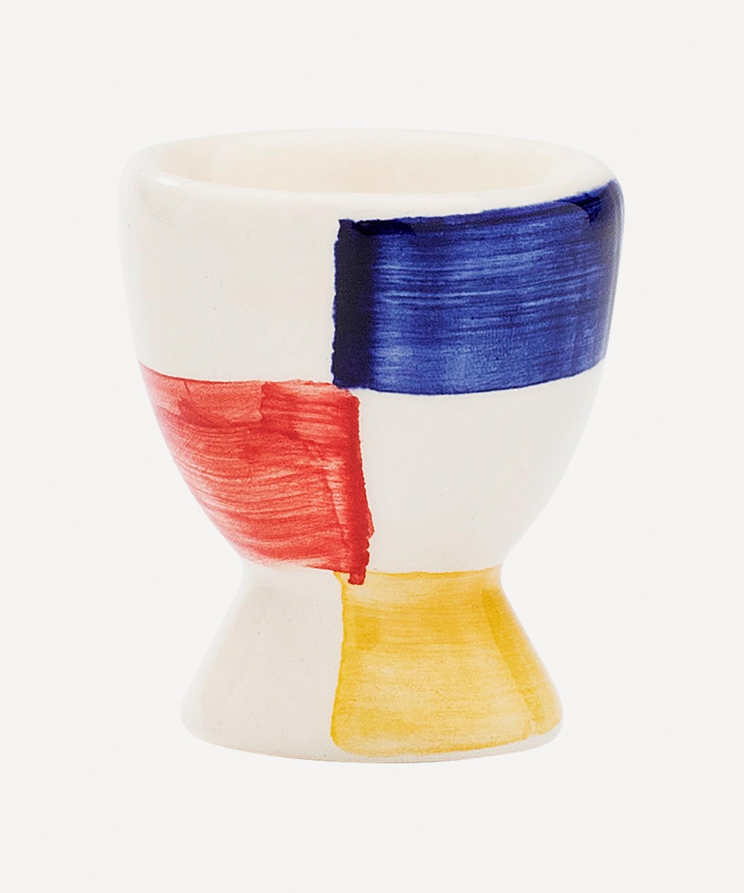 Anna + Nina - Groovy Chequered Ceramic Egg Cup image number 2