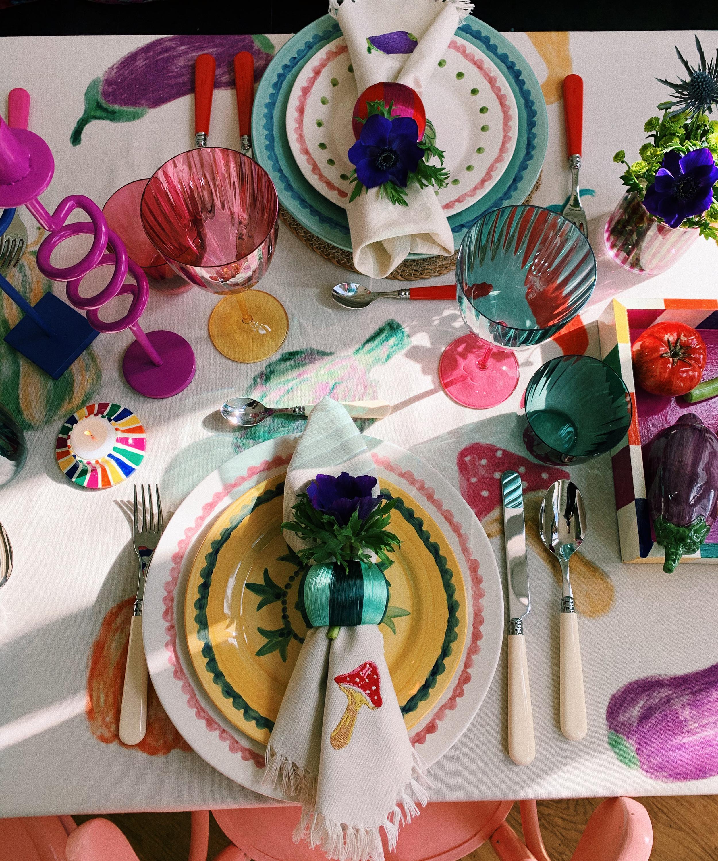 Anna + Nina - Eggplant and Mushroom 50x50cm Napkins Set of Two image number 1