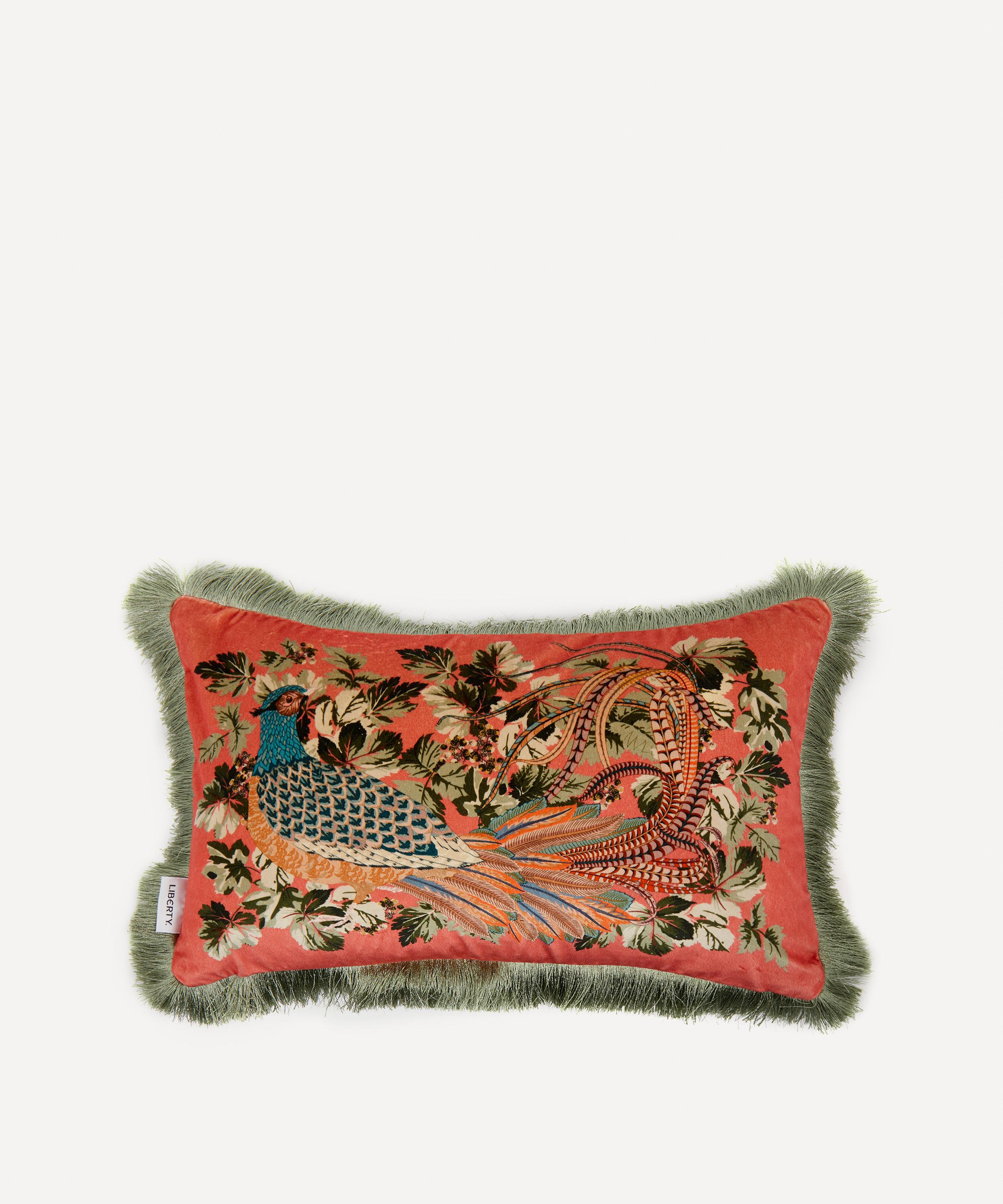 Liberty Lady Amphora Fringed Velvet Bolster Cushion | Liberty