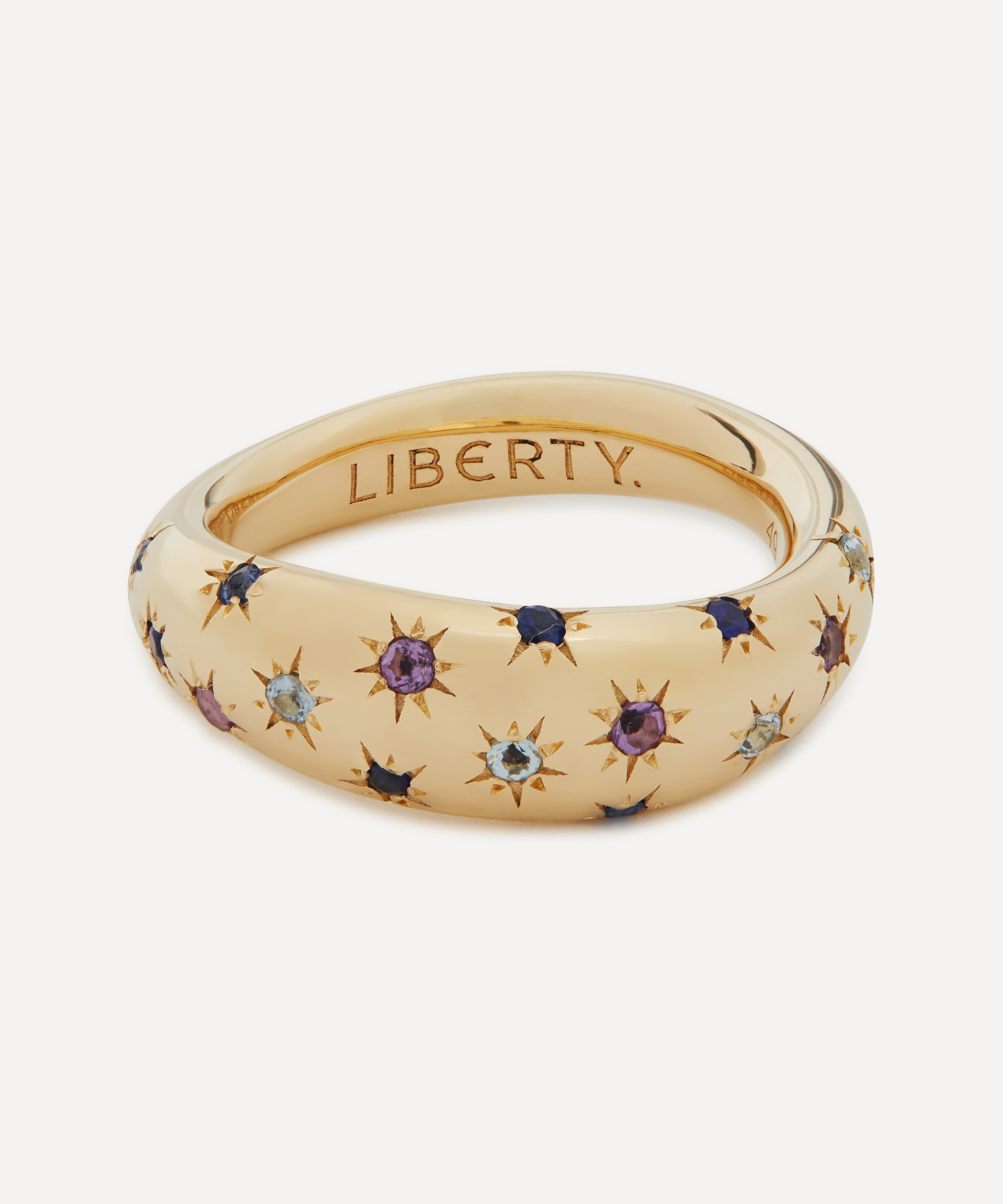 Colour Blossom Mini Star Ring, White Gold, Grey Mother-Of-Pearl