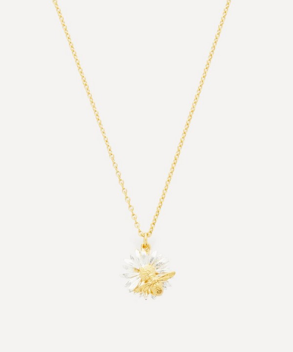 Alex Monroe - 22ct Gold-Plated Teeny Weeny Bee Daisy Pendant Necklace image number null
