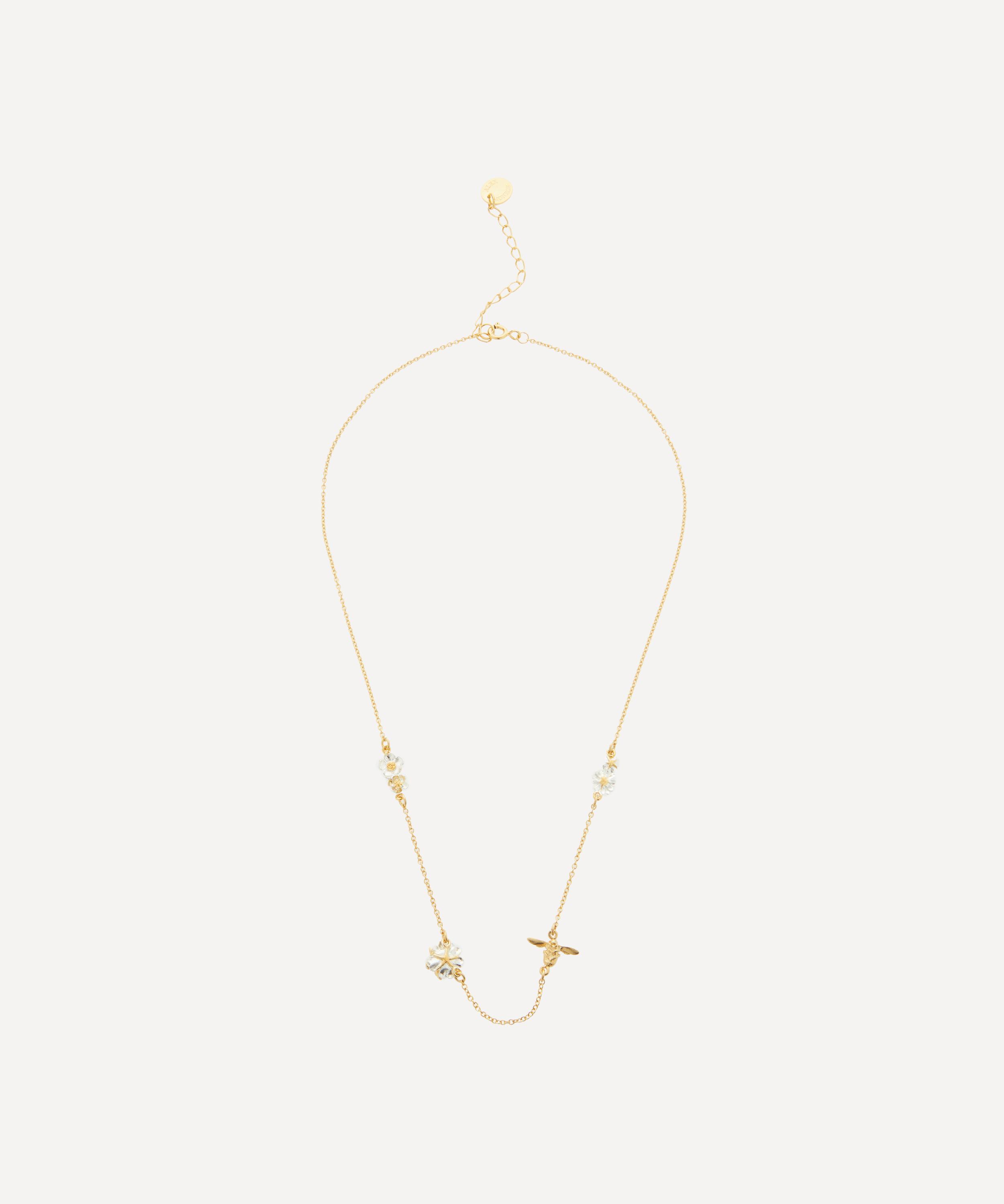 Alex Monroe - 22ct Gold-Plated Teeny Tiny Bee Floral Chain Necklace image number 2