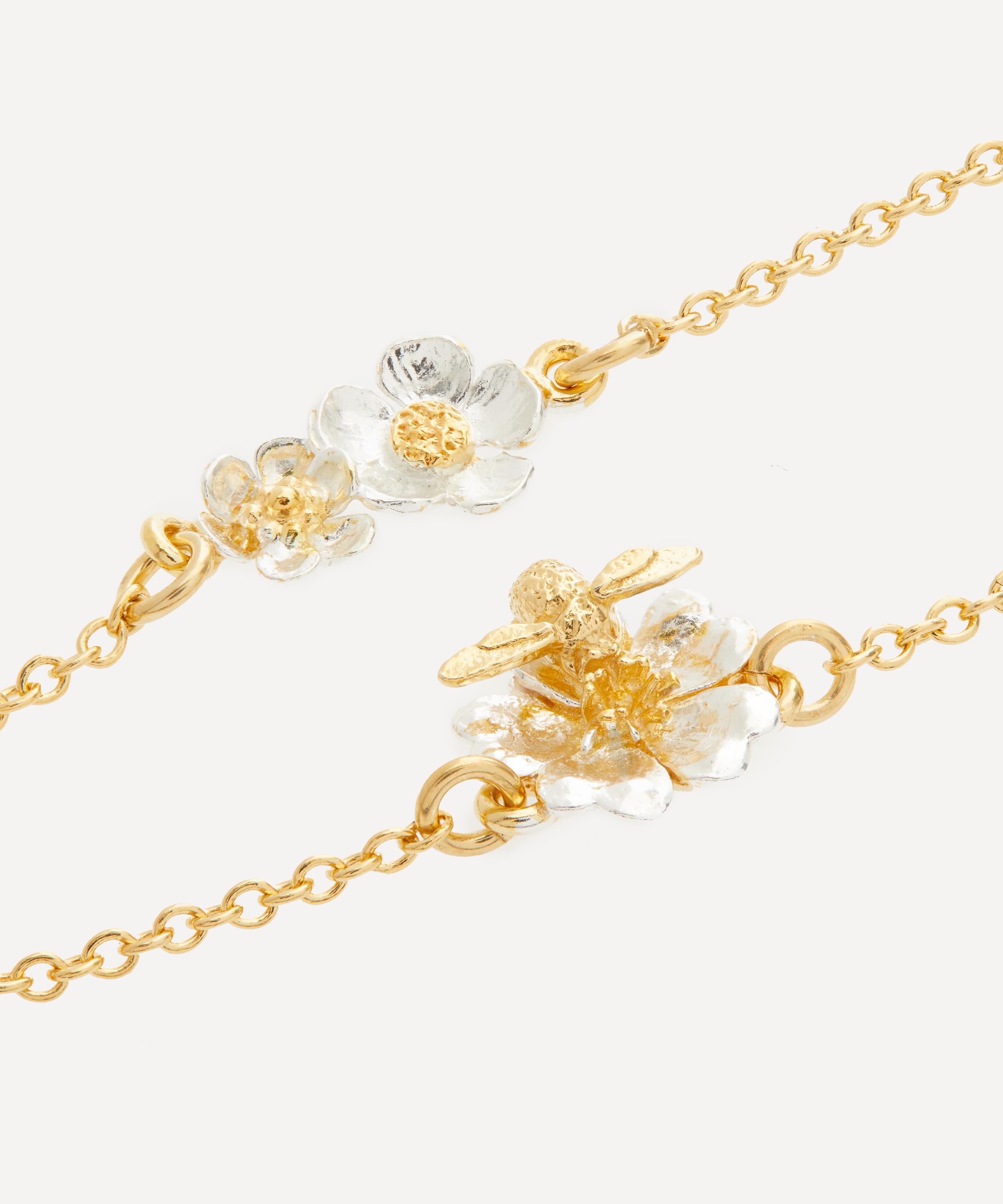 Alex Monroe - 22ct Gold-Plated Teeny Tiny Bee Floral Chain Necklace image number 3