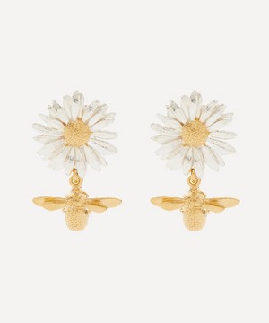 Alex Monroe - 22ct Gold-Plated Daisy Teeny Weeny Bee Drop Earrings image number 0