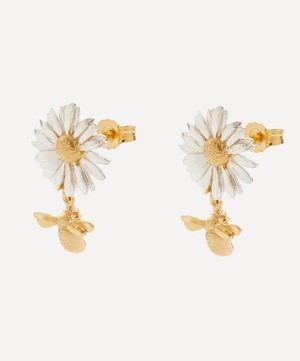 Alex Monroe - 22ct Gold-Plated Daisy Teeny Weeny Bee Drop Earrings image number 2