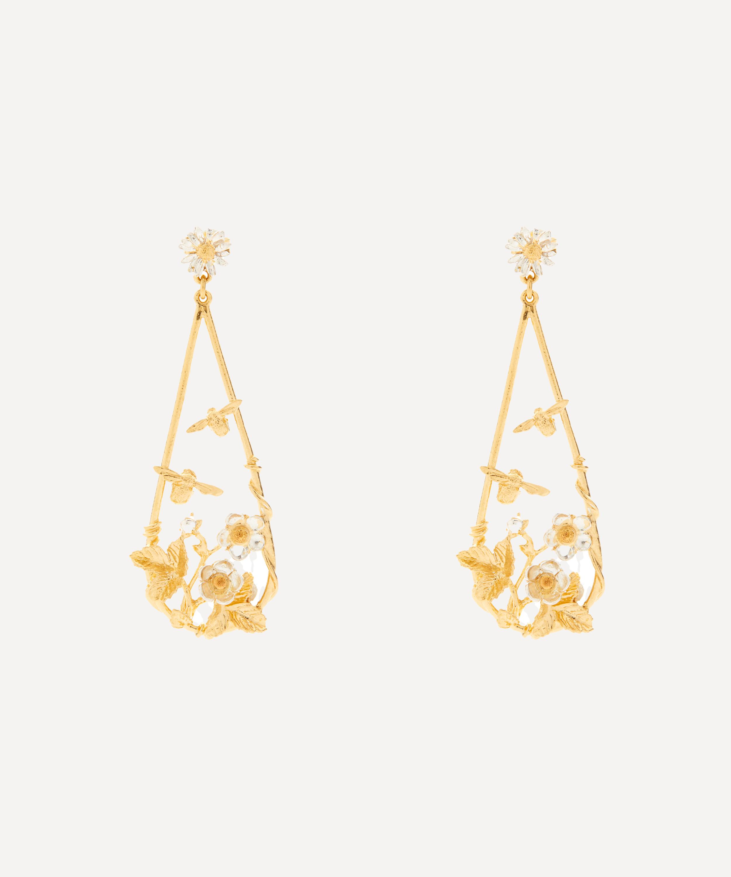 Alex Monroe - 22ct Gold-Plated Strawberry Patch Drop Earrings image number 0
