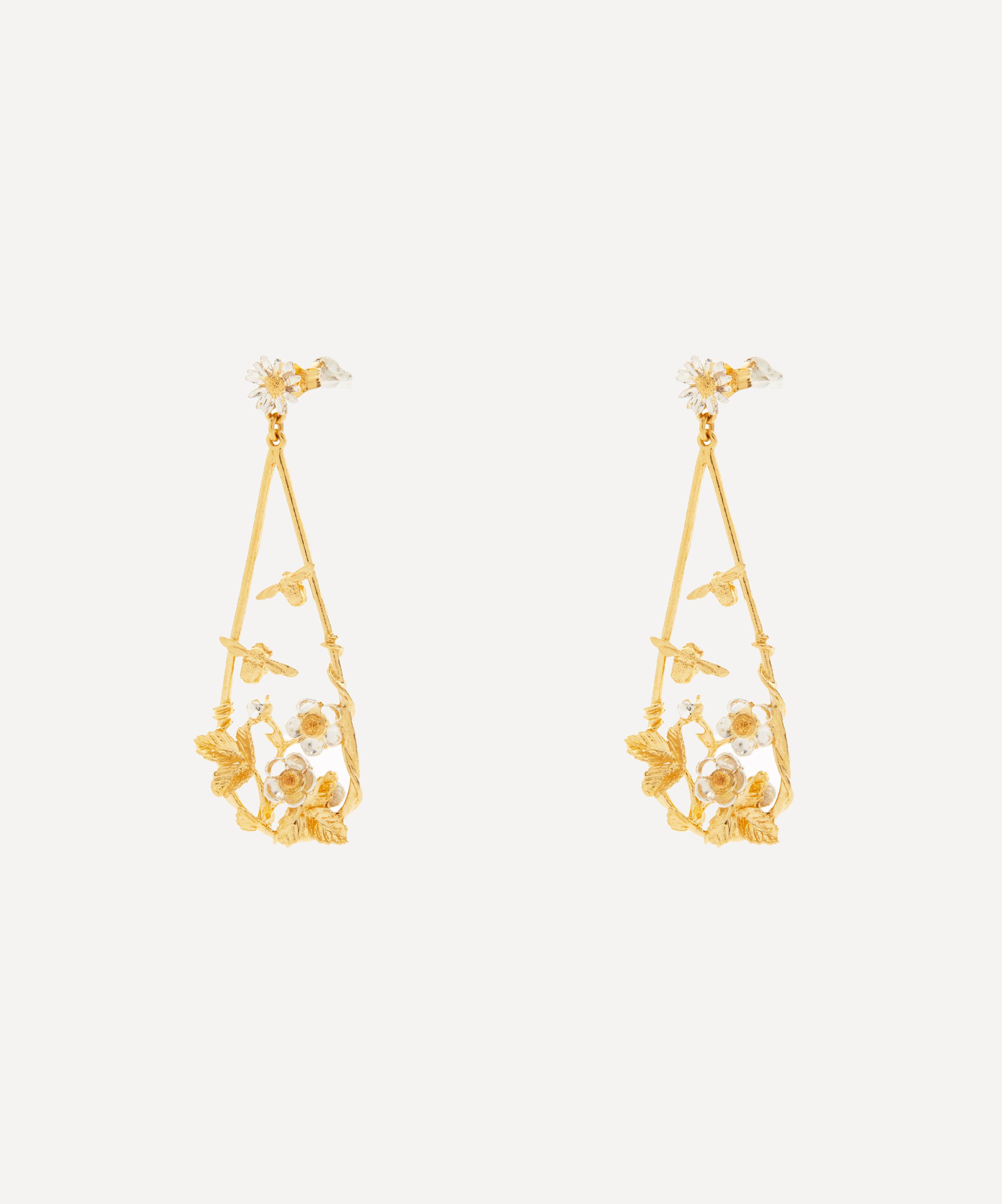 Alex Monroe - 22ct Gold-Plated Strawberry Patch Drop Earrings image number 2