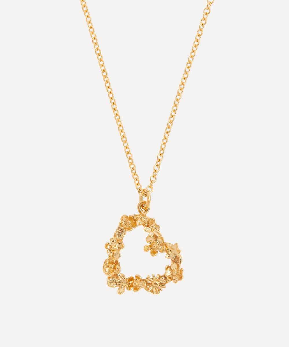 Alex Monroe - 22ct Gold-Plated Floral Heart Charity Pendant Necklace