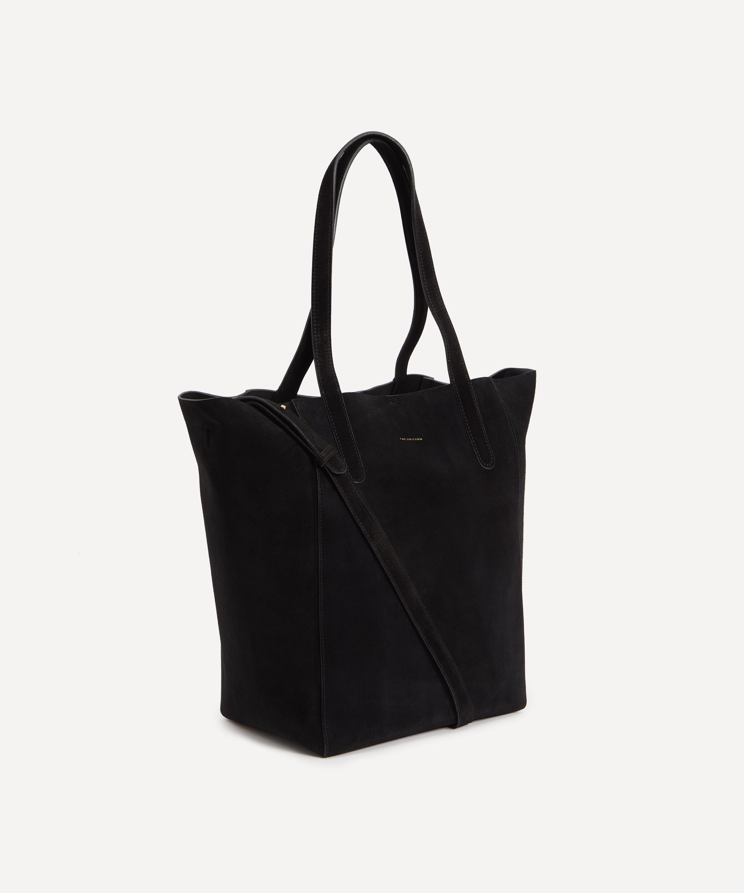 Black suede bucket clearance bag