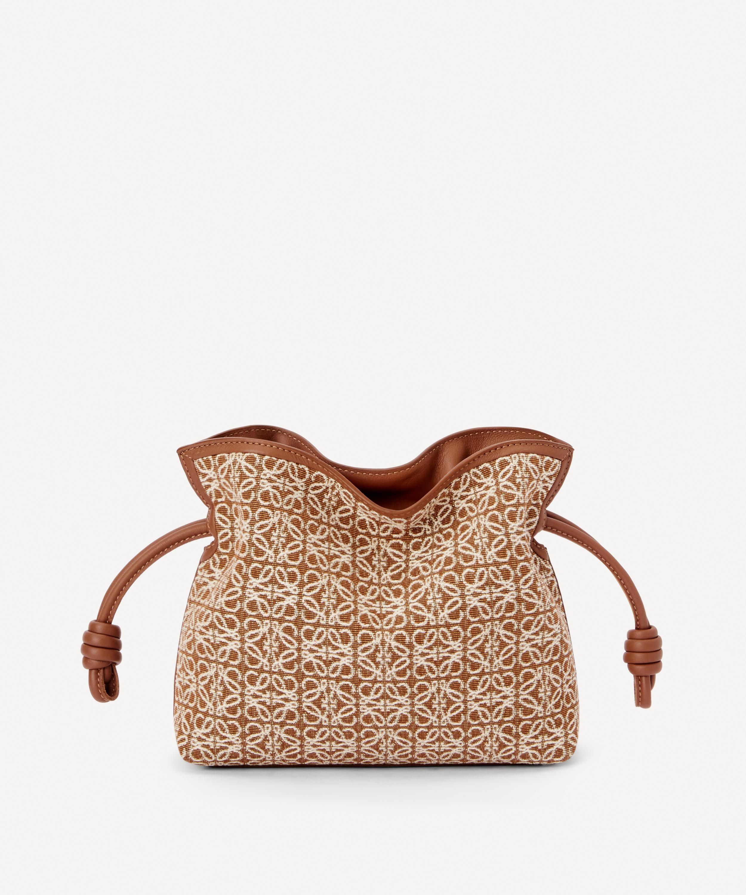 Loewe Women Gate Bucket Handle Bag in Anagram Linen and Calfskin