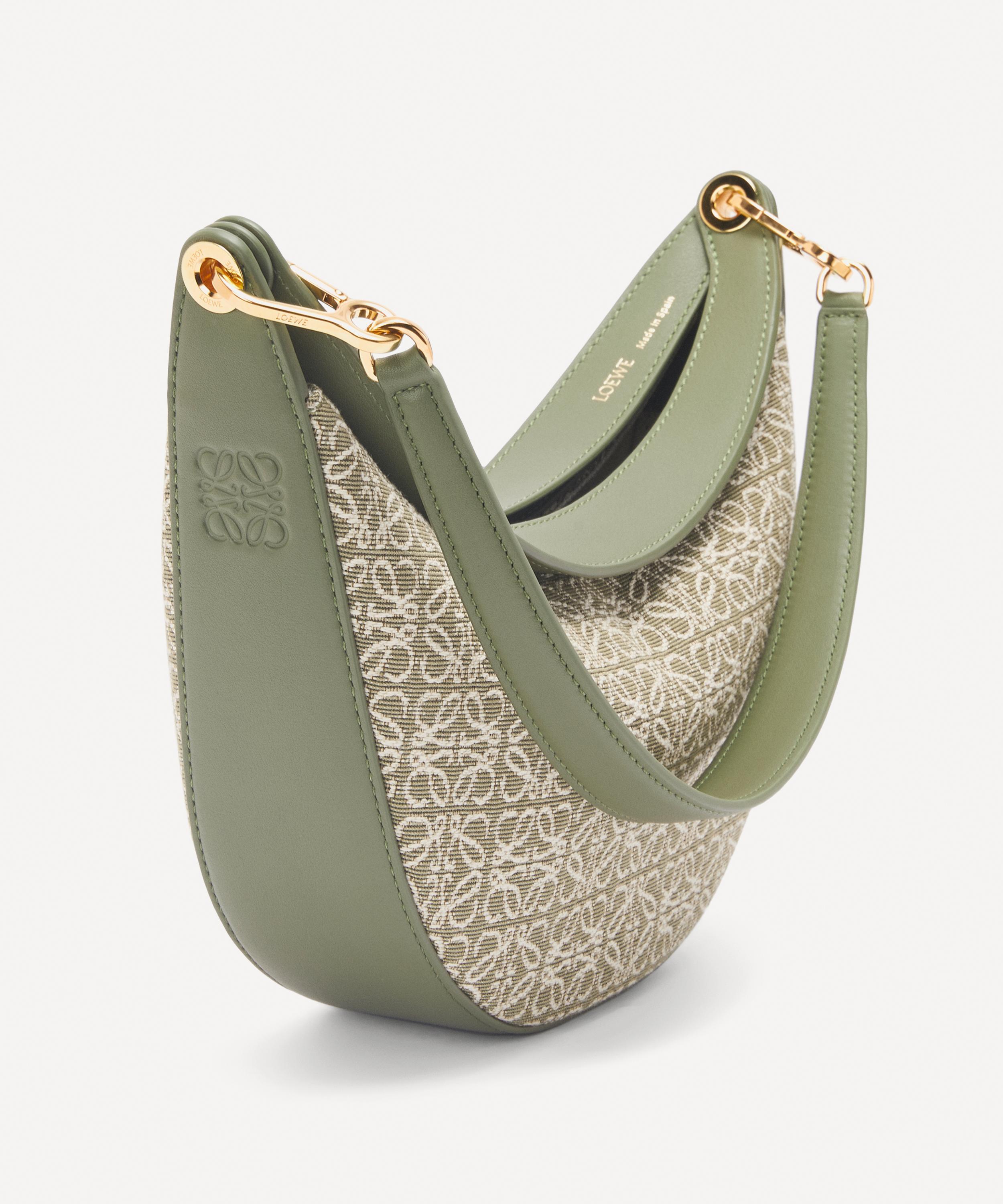 Anagram cut-out crossbody in classic calfskin and canvas Olive - LOEWE