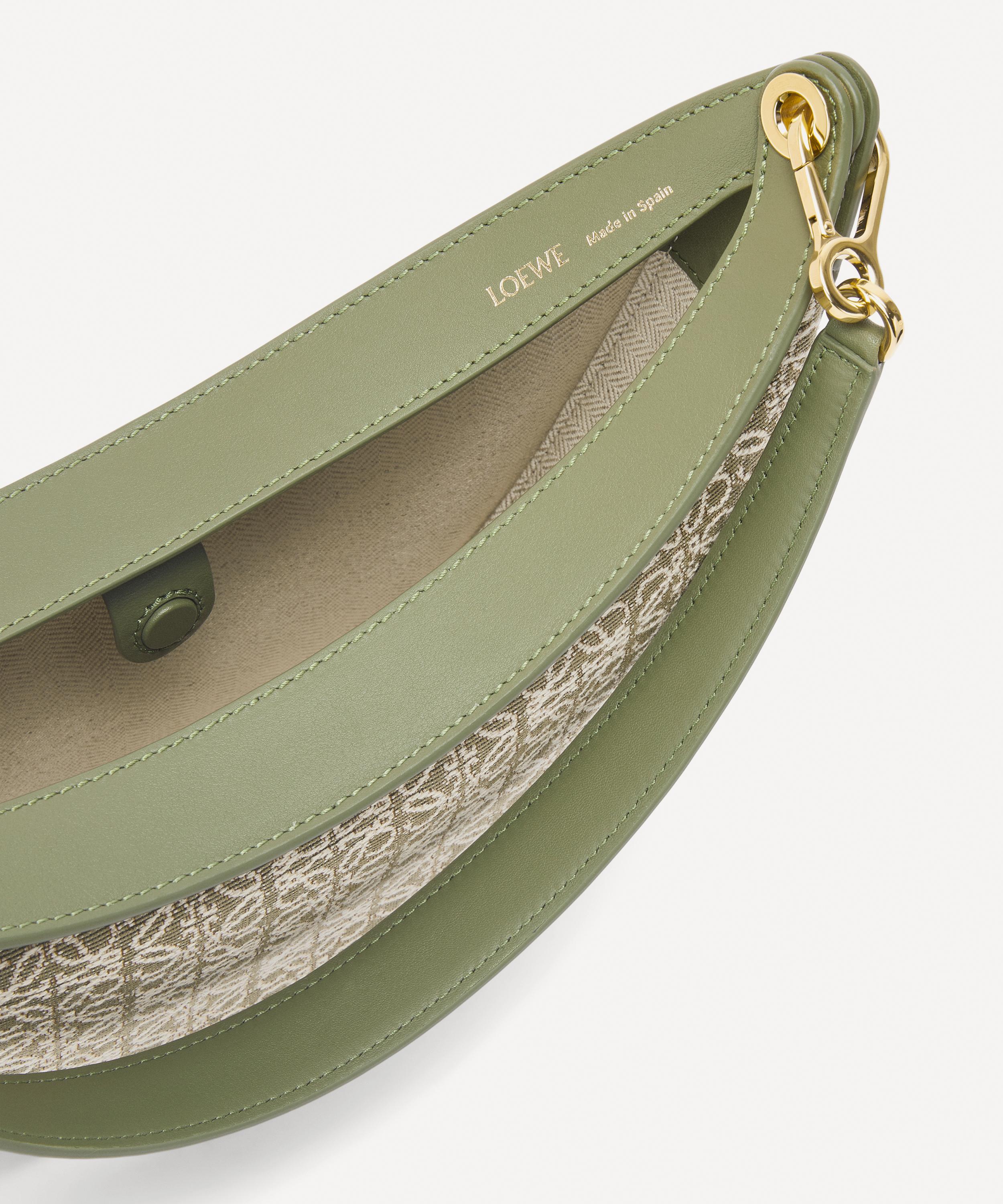 Anagram cut-out crossbody in classic calfskin and canvas Olive - LOEWE