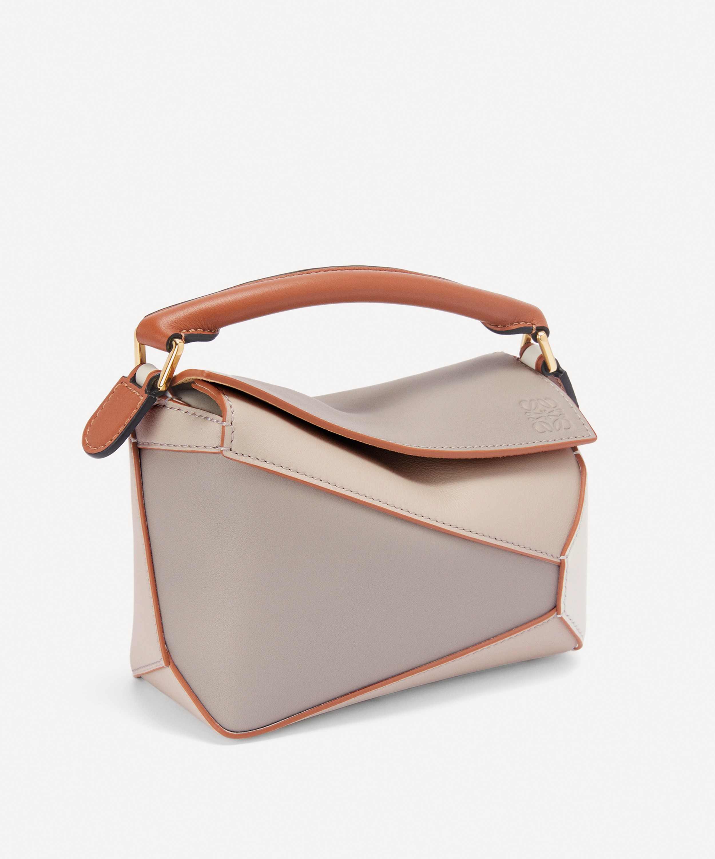 Puzzle Mini Leather Shoulder Bag in Pink - Loewe