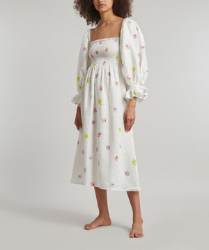 Sleeper - Atlanta Pansies Print Linen Midi-Dress image number 1
