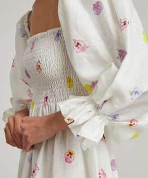 Sleeper - Atlanta Pansies Print Linen Midi-Dress image number 4