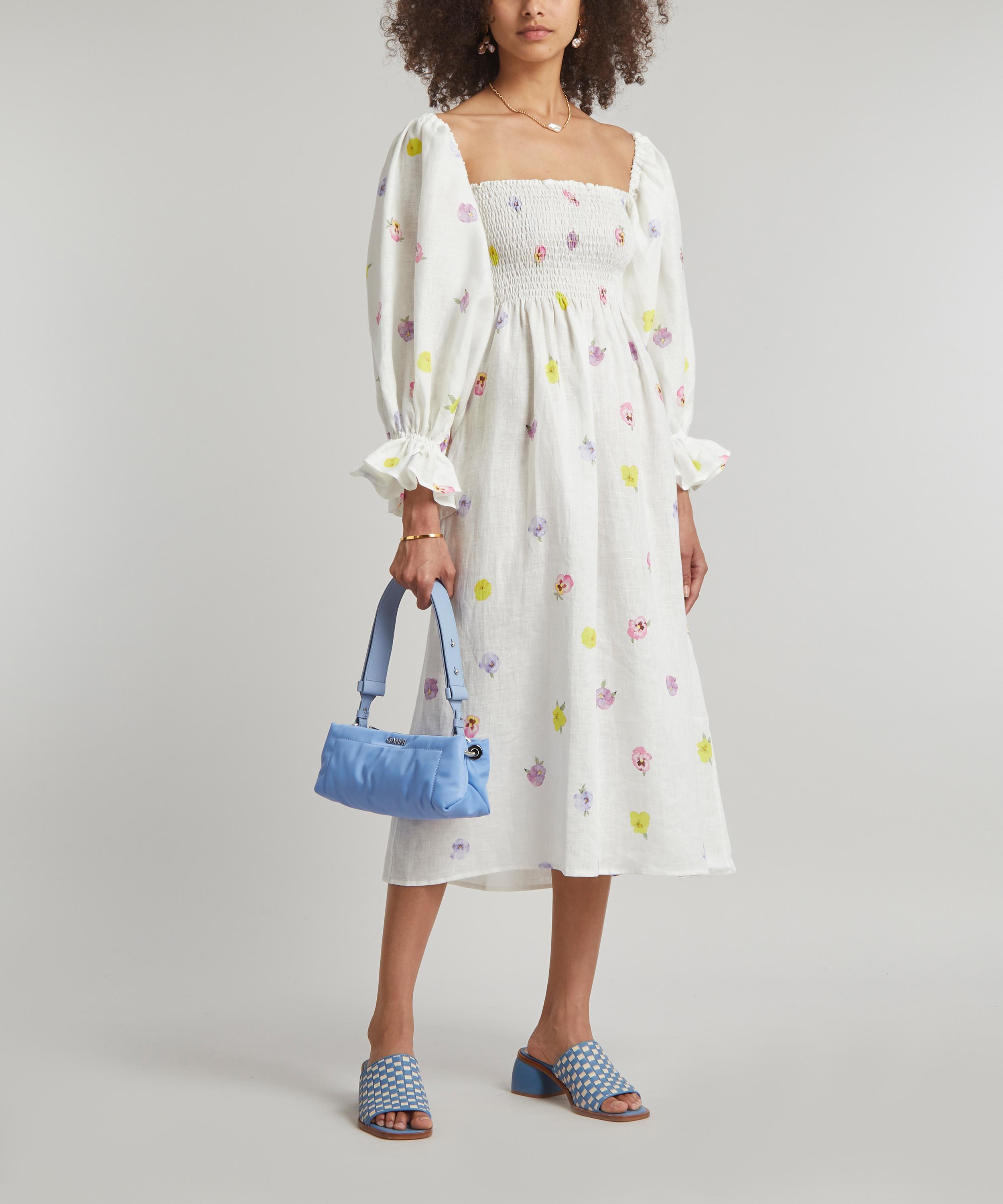 Sleeper - Atlanta Pansies Print Linen Midi-Dress image number 5