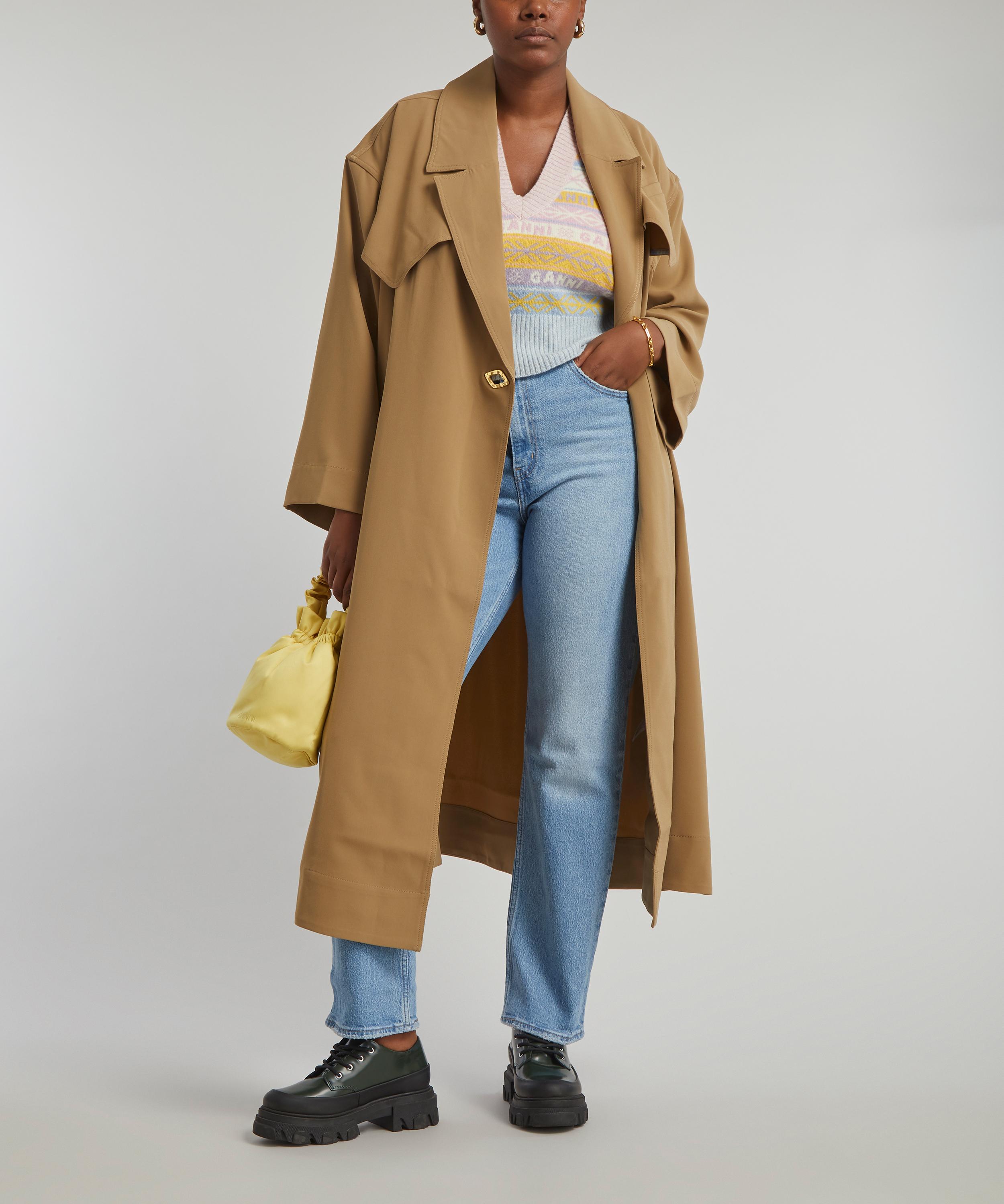 GANNI belted trench coat - Neutrals