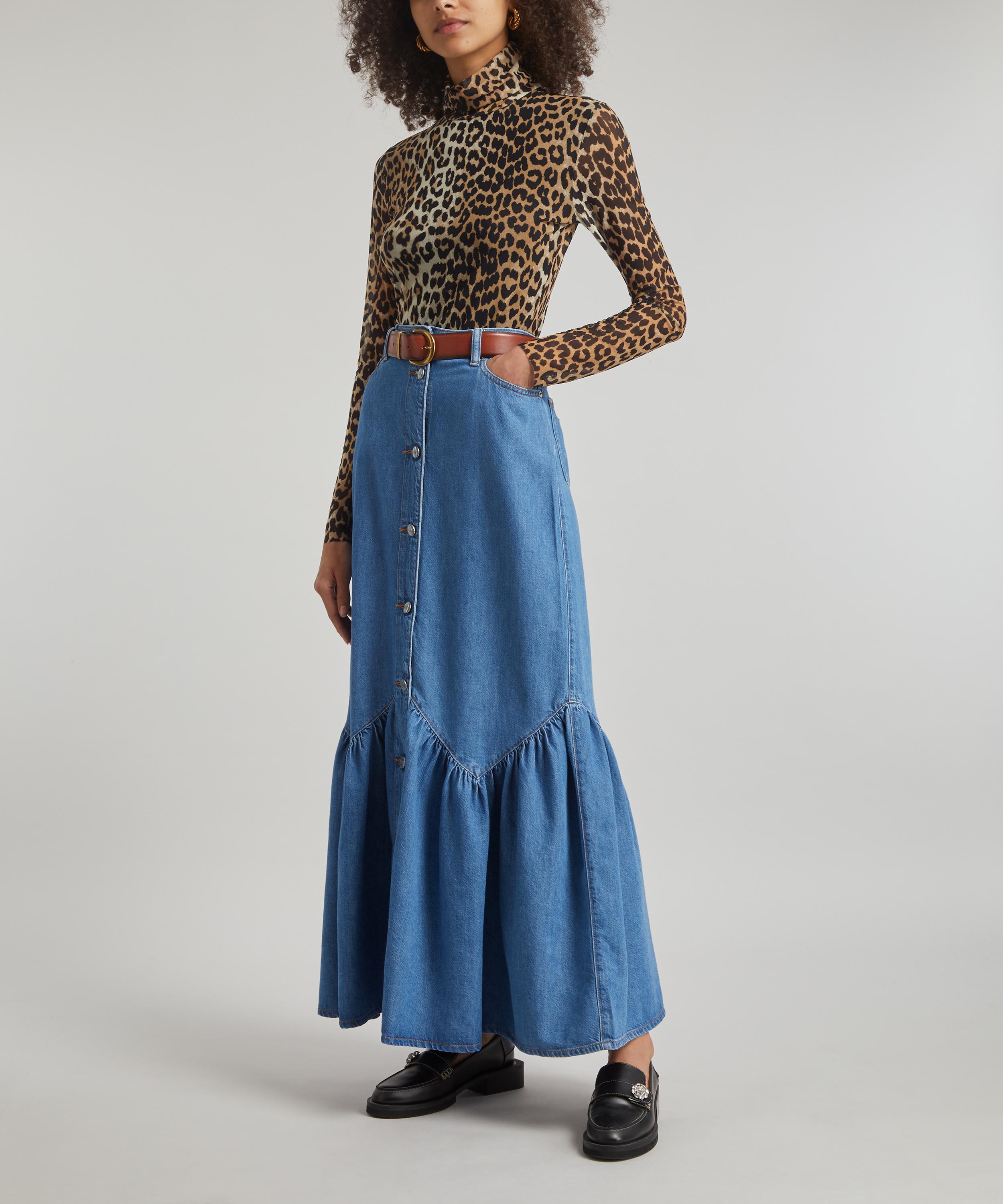 Ganni long 2025 denim skirt