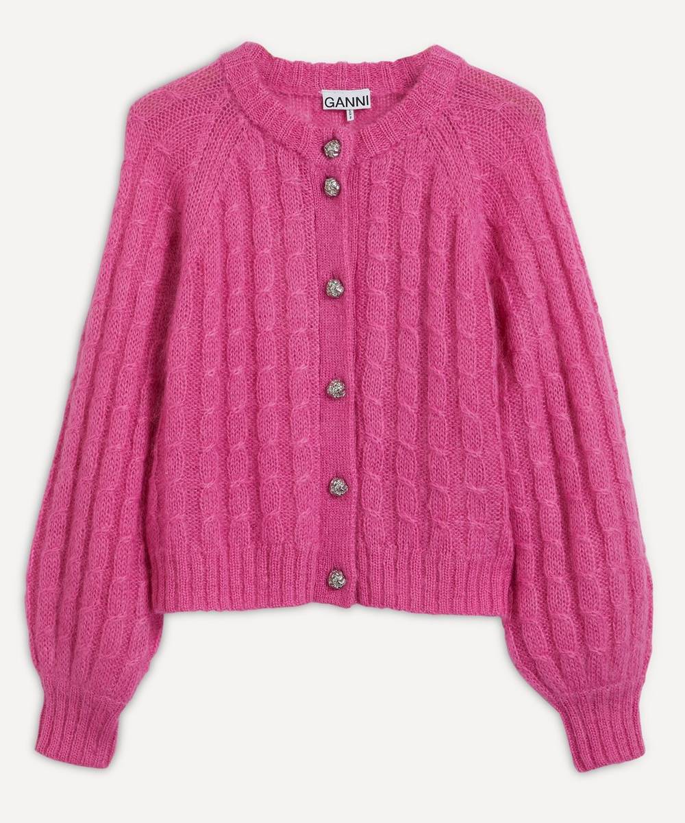 Ganni - Mohair Cable-Knit Cardigan